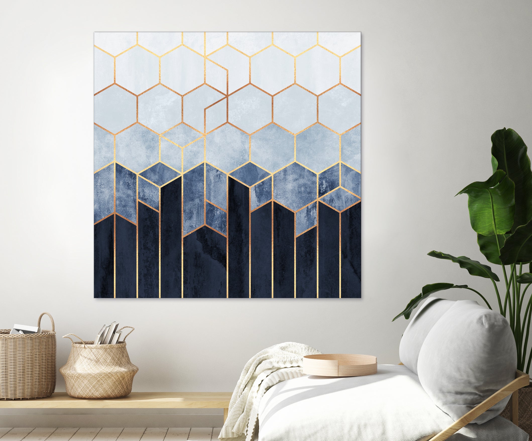 Soft Blue Hexagons by Elisabeth Fredriksson on GIANT ART - blue digital drawing