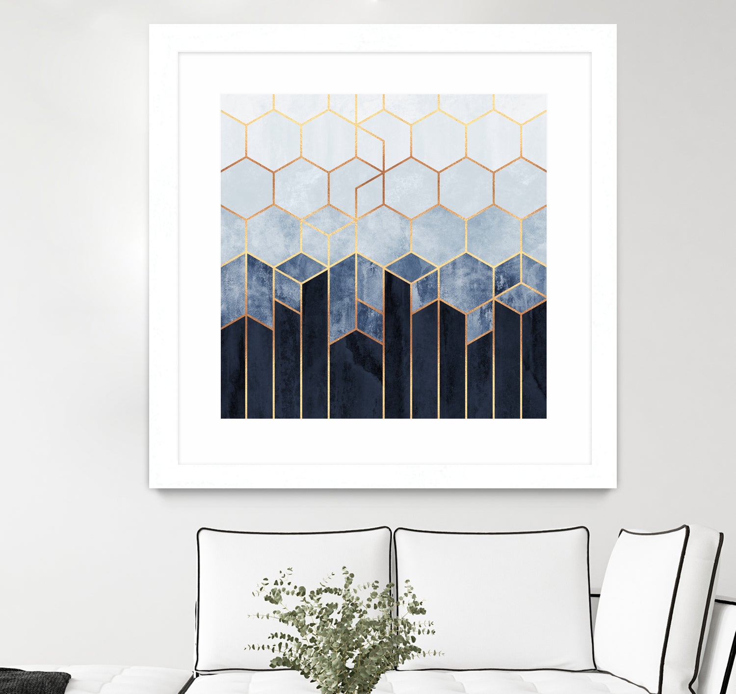 Soft Blue Hexagons by Elisabeth Fredriksson on GIANT ART - blue digital drawing