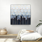 Soft Blue Hexagons by Elisabeth Fredriksson on GIANT ART - blue digital drawing