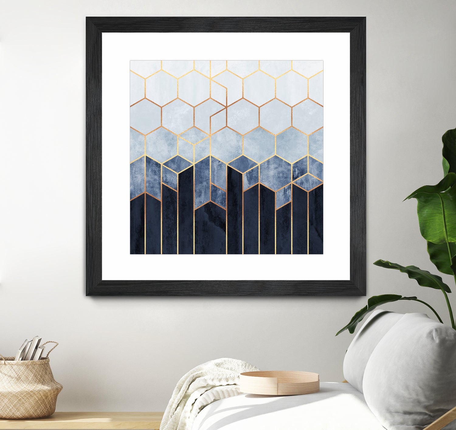 Soft Blue Hexagons by Elisabeth Fredriksson on GIANT ART - blue digital drawing