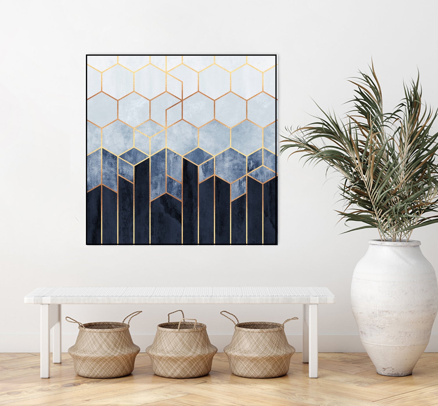 Soft Blue Hexagons by Elisabeth Fredriksson on GIANT ART - blue digital drawing