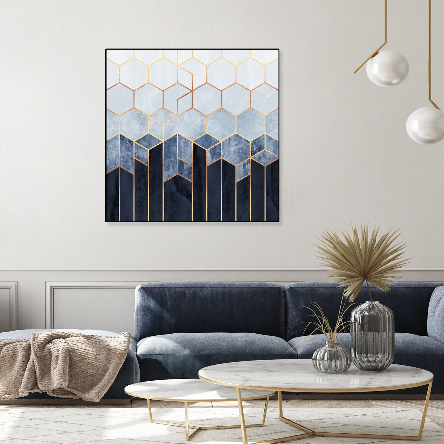 Soft Blue Hexagons by Elisabeth Fredriksson on GIANT ART - blue digital drawing