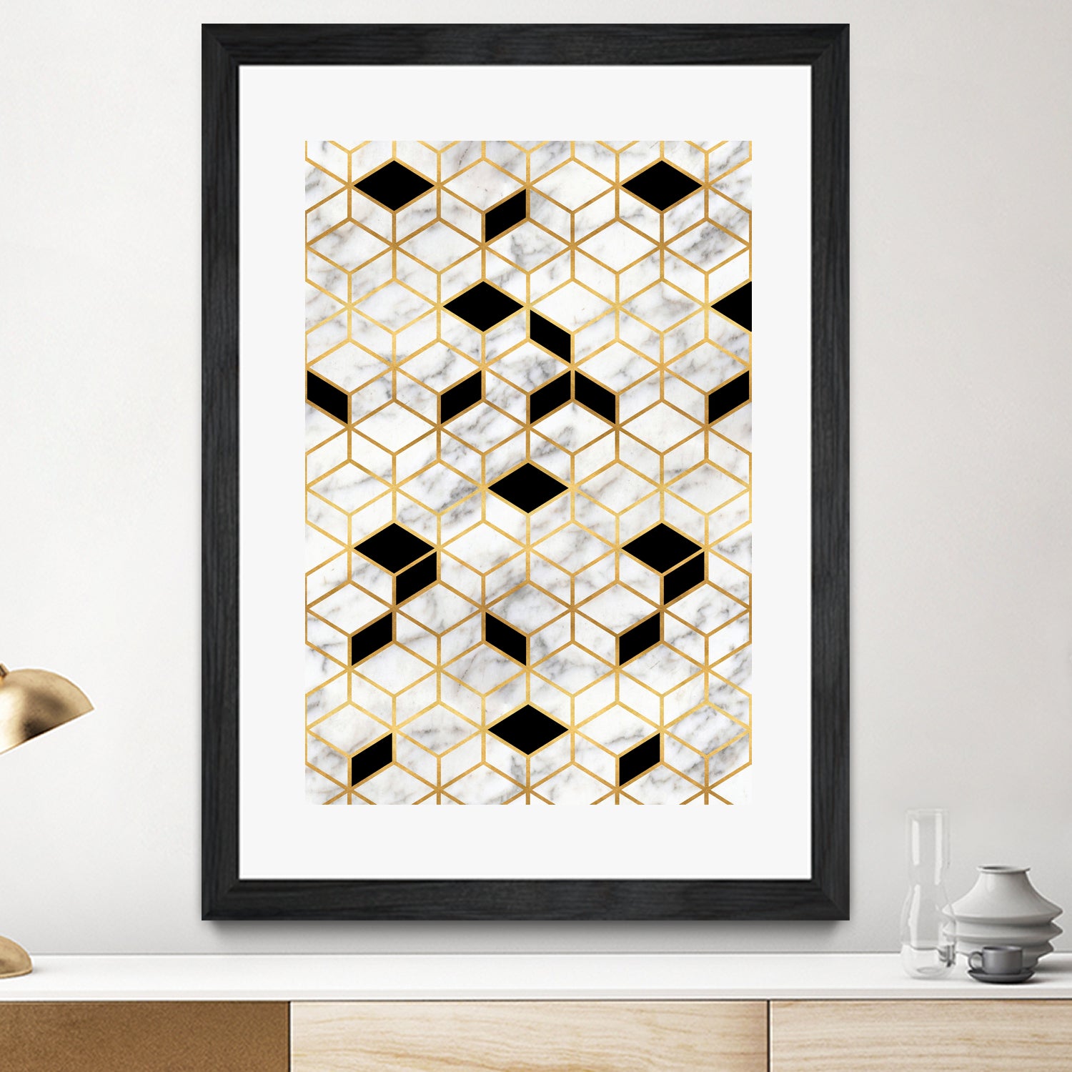 Midcentury Modern Marble Cubes by Christina Shek on GIANT ART - gray digital drawing