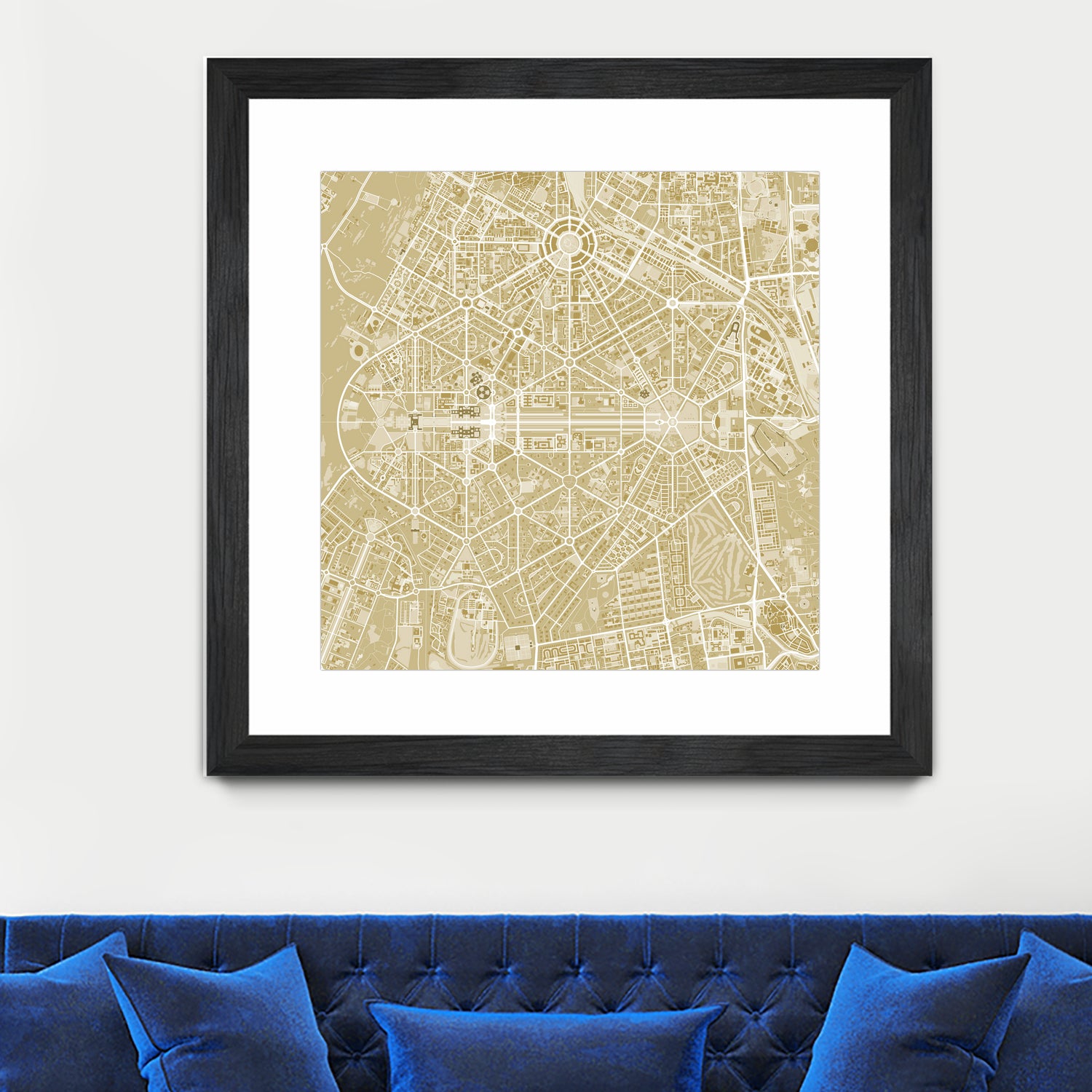 New Delhi map gold by Javier Ruiz on GIANT ART - yellow digital drawing