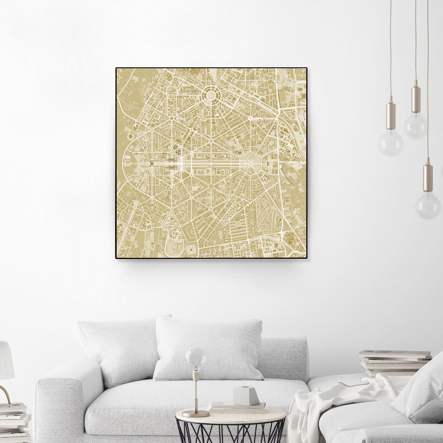 New Delhi map gold by Javier Ruiz on GIANT ART - yellow digital drawing