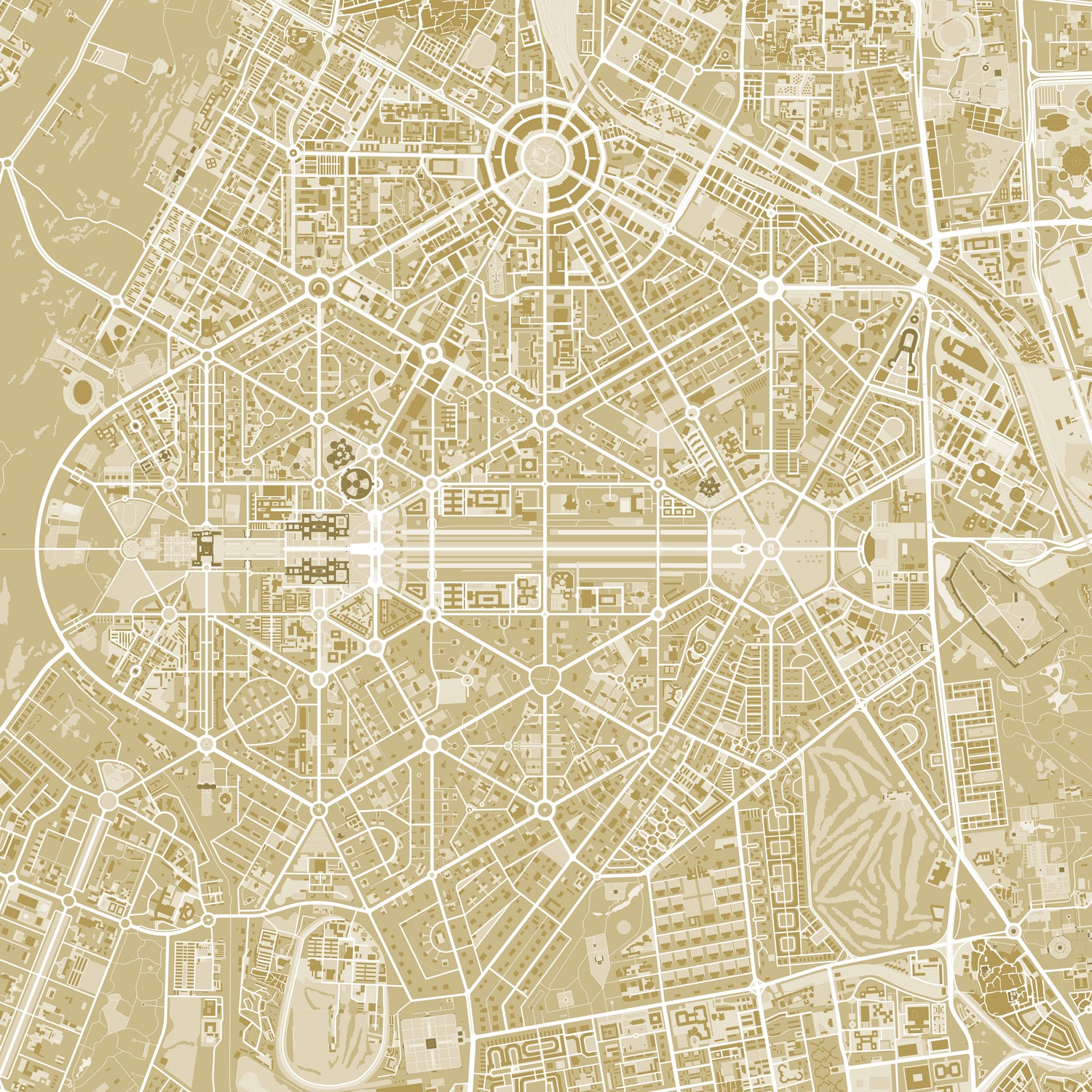 New Delhi map gold by Javier Ruiz on GIANT ART - yellow digital drawing