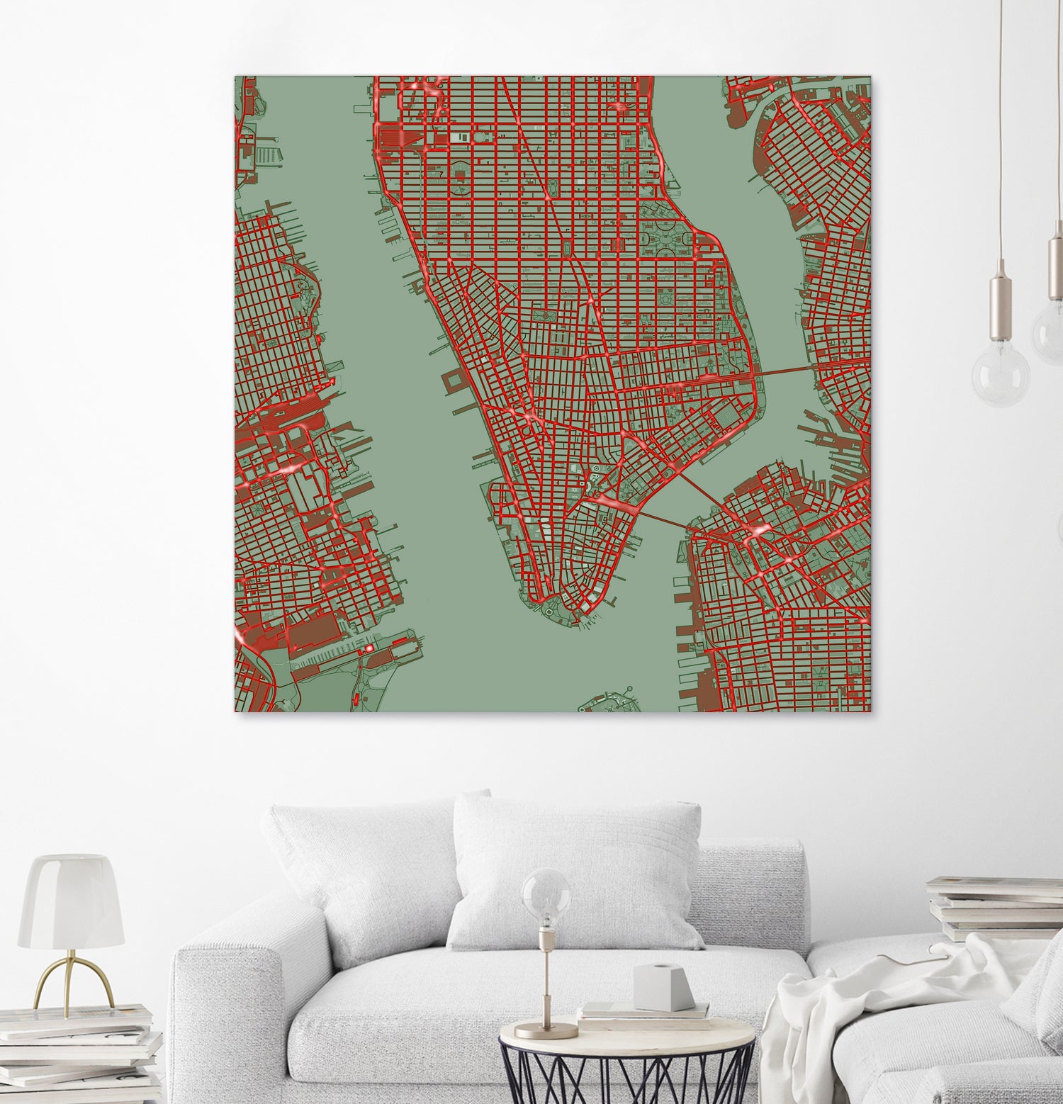 New York city map pop by Javier Ruiz on GIANT ART - green digital drawing