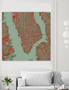 New York city map pop by Javier Ruiz on GIANT ART - green digital drawing