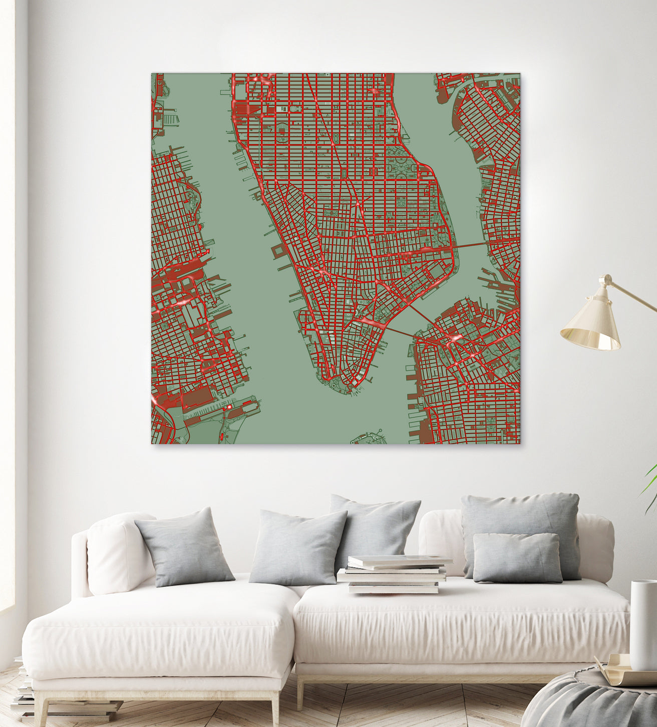 New York city map pop by Javier Ruiz on GIANT ART - green digital drawing