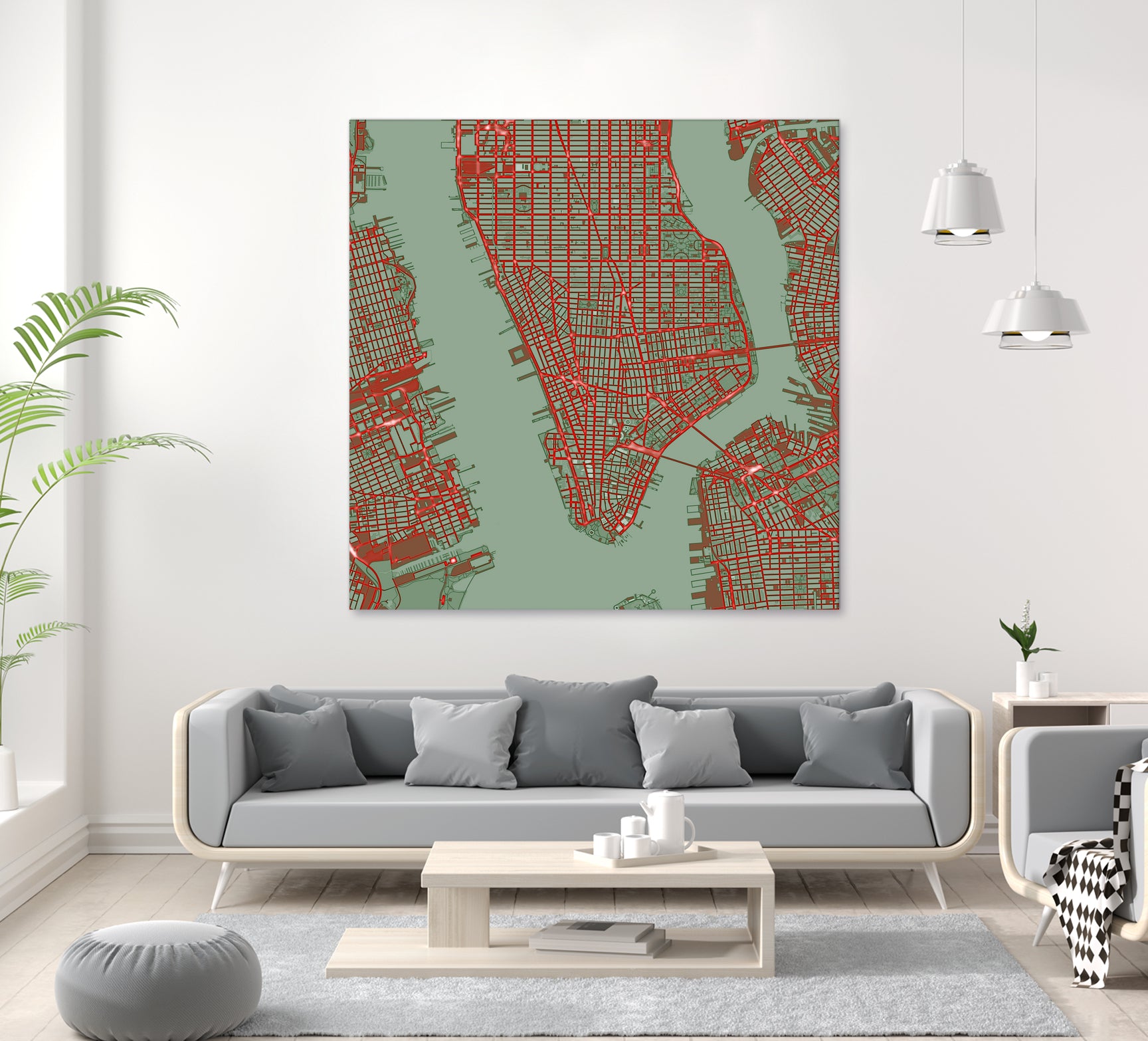 New York city map pop by Javier Ruiz on GIANT ART - green digital drawing