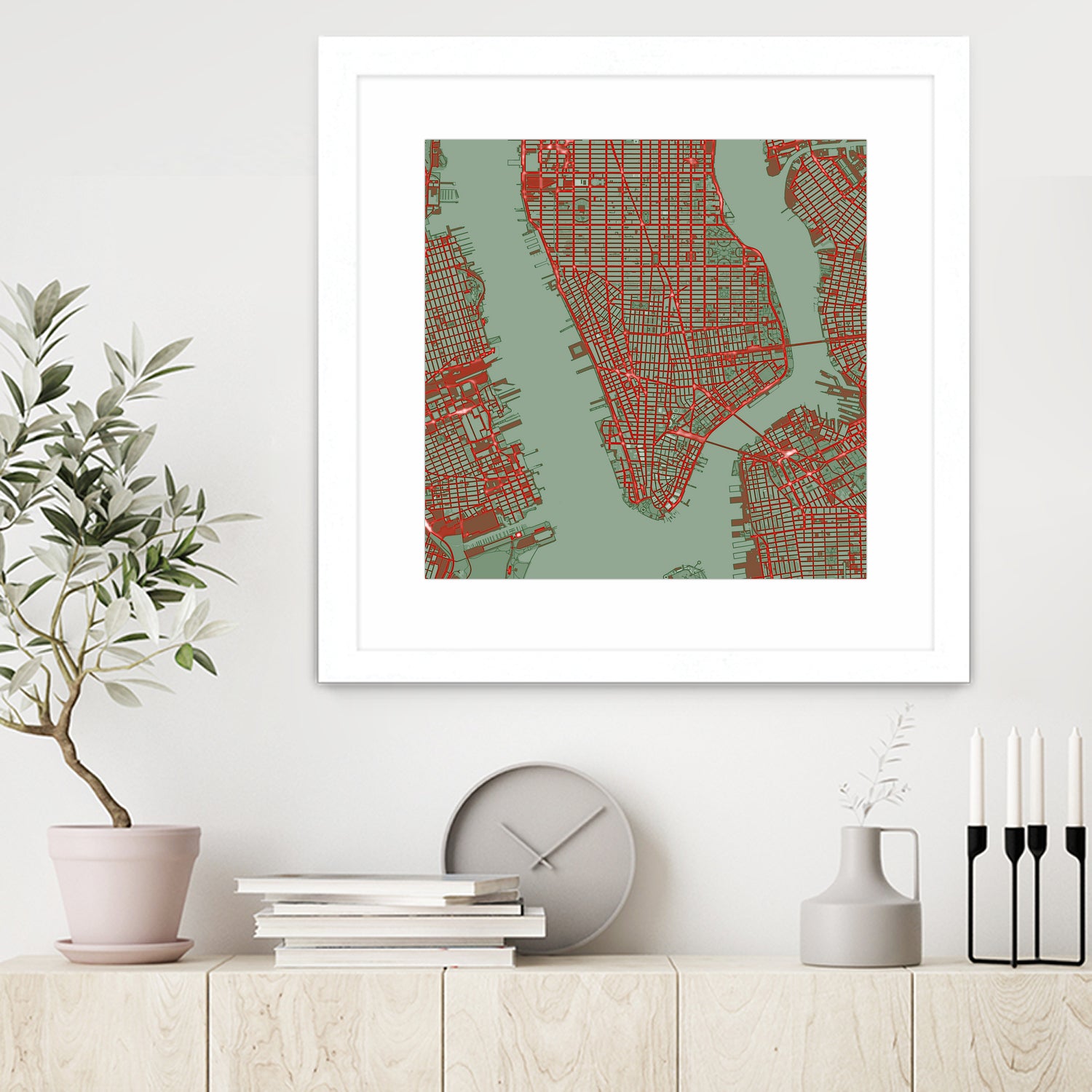 New York city map pop by Javier Ruiz on GIANT ART - green digital drawing