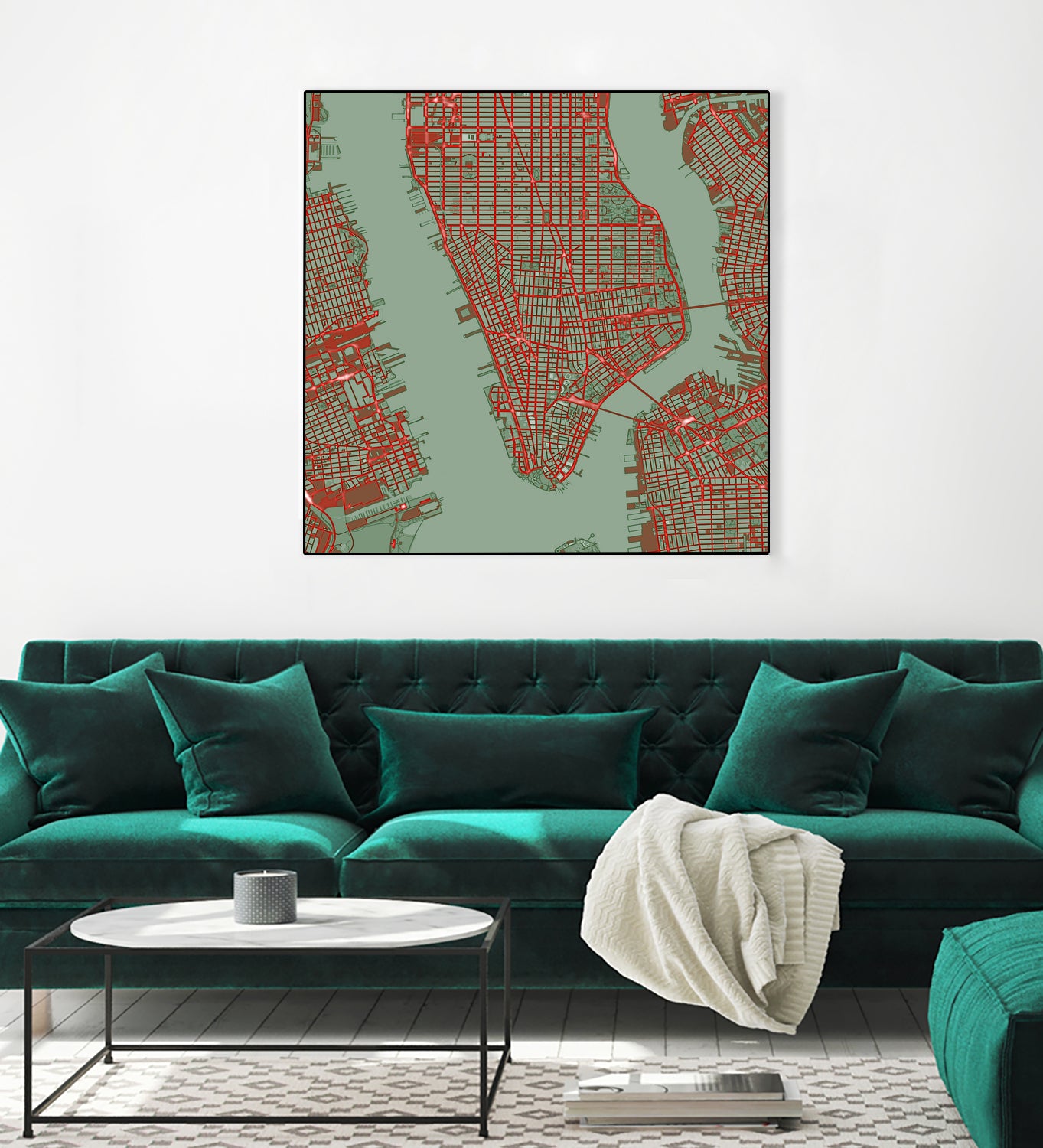 New York city map pop by Javier Ruiz on GIANT ART - green digital drawing