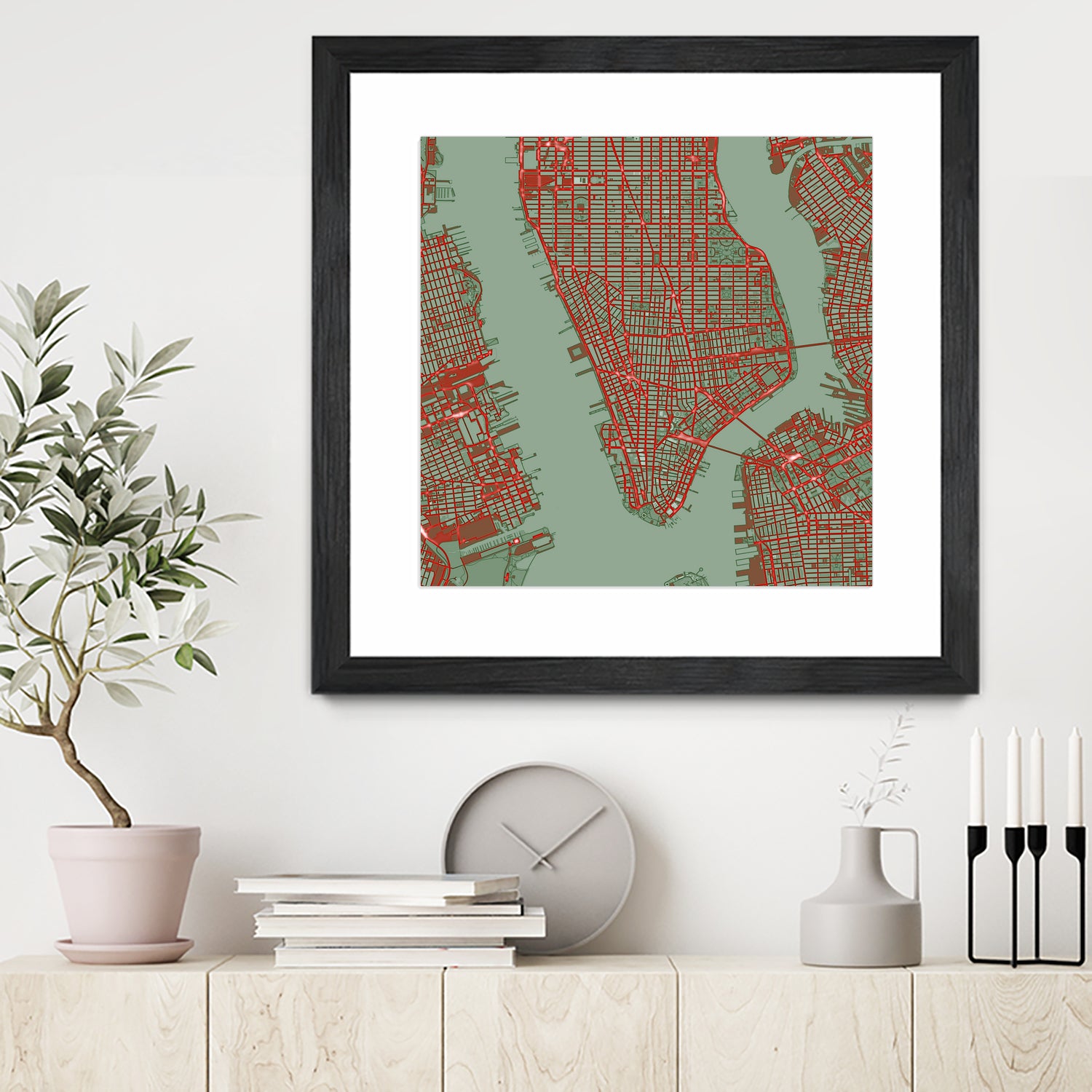 New York city map pop by Javier Ruiz on GIANT ART - green digital drawing