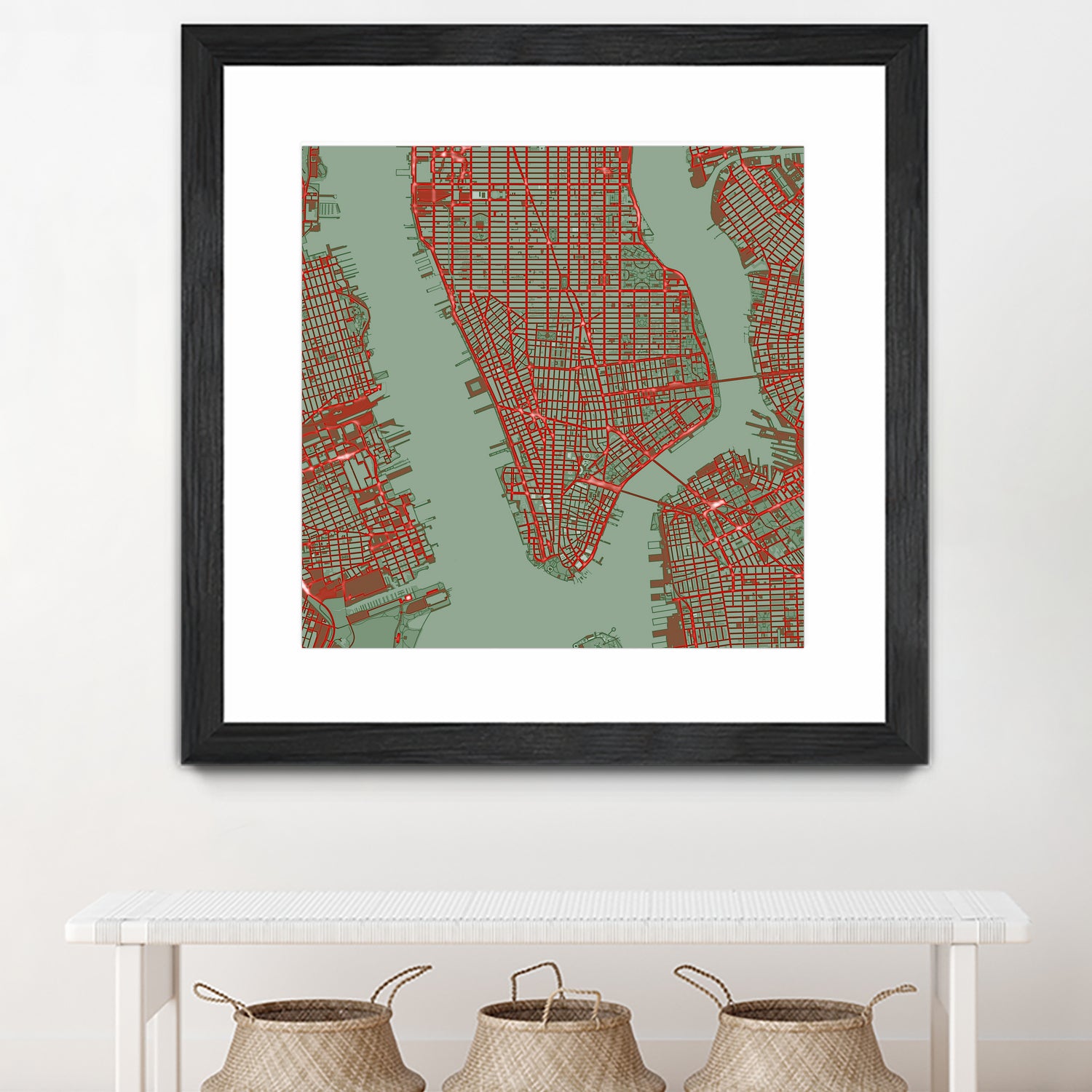 New York city map pop by Javier Ruiz on GIANT ART - green digital drawing