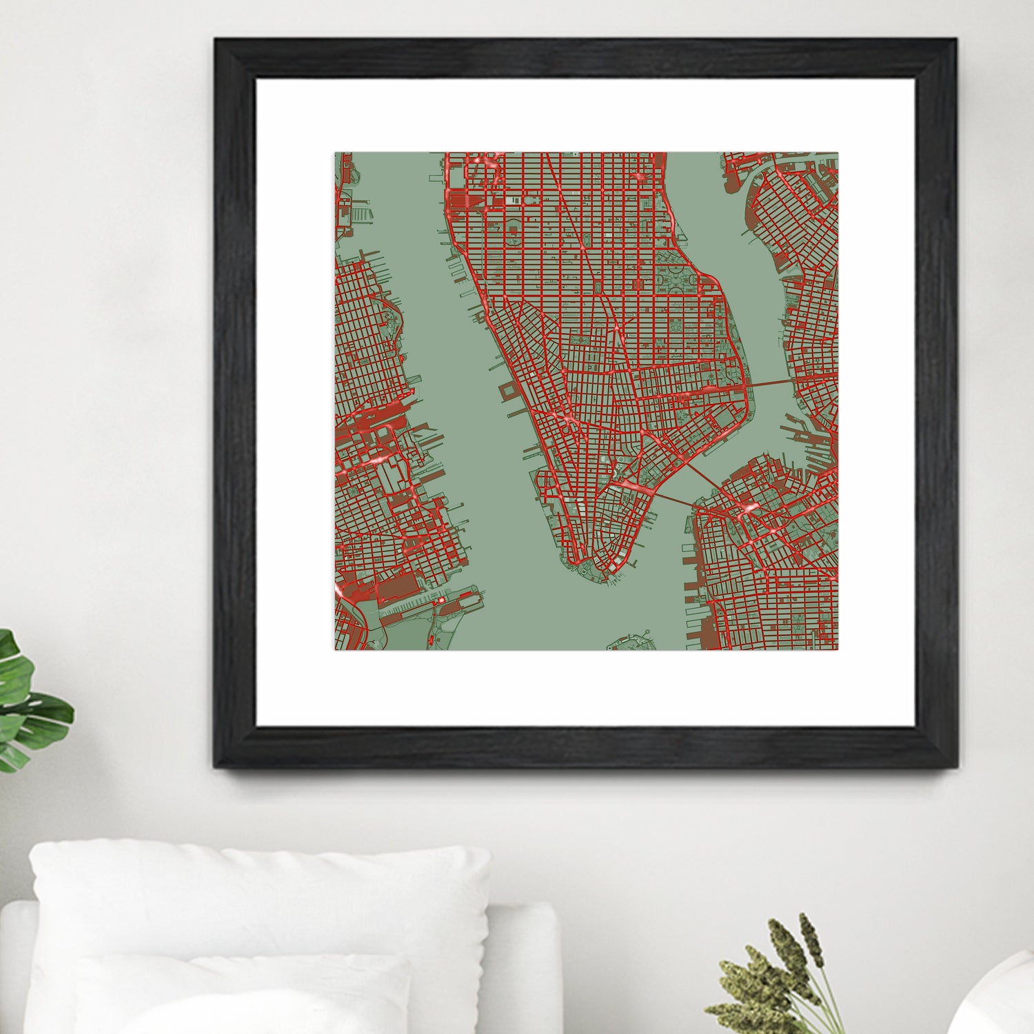 New York city map pop by Javier Ruiz on GIANT ART - green digital drawing