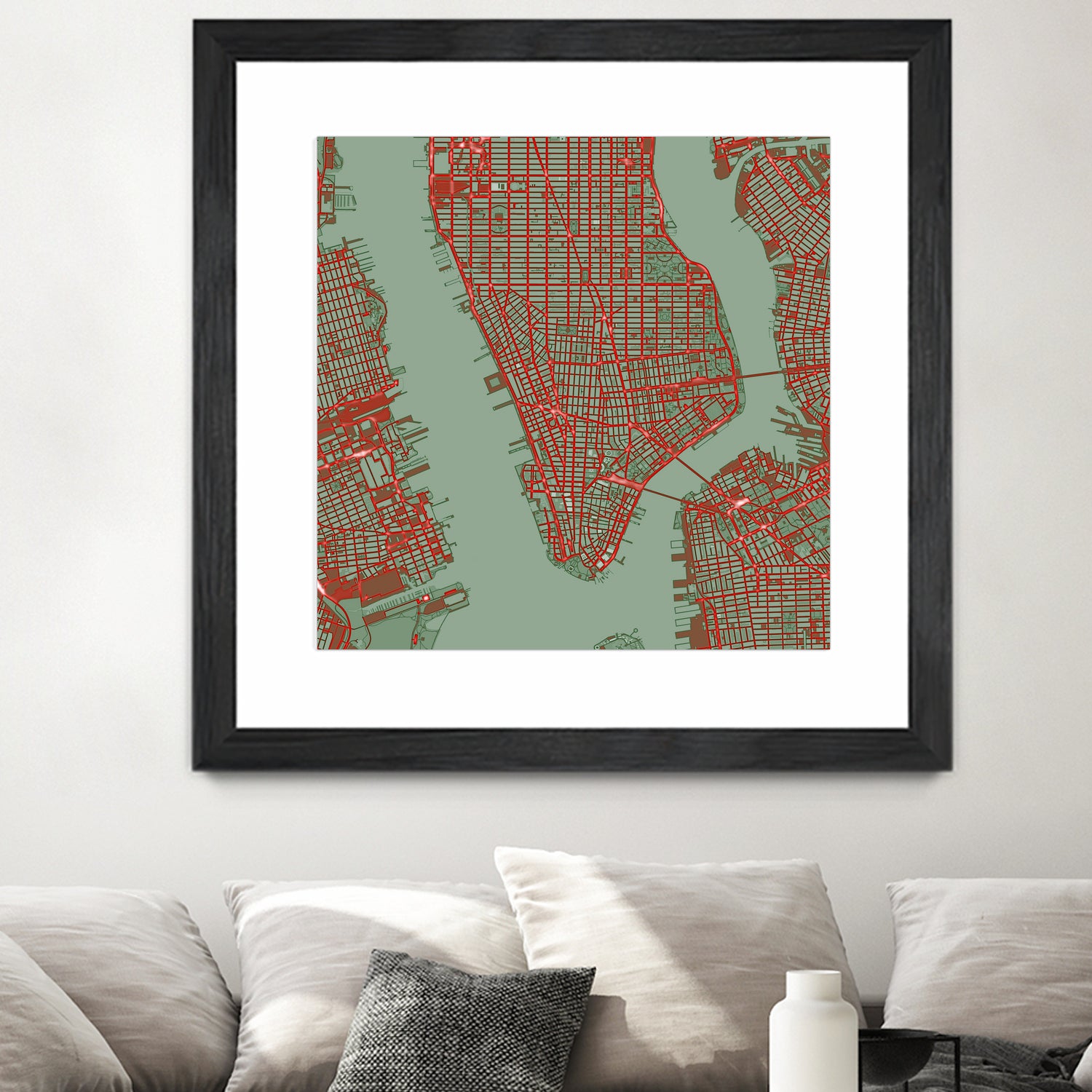 New York city map pop by Javier Ruiz on GIANT ART - green digital drawing