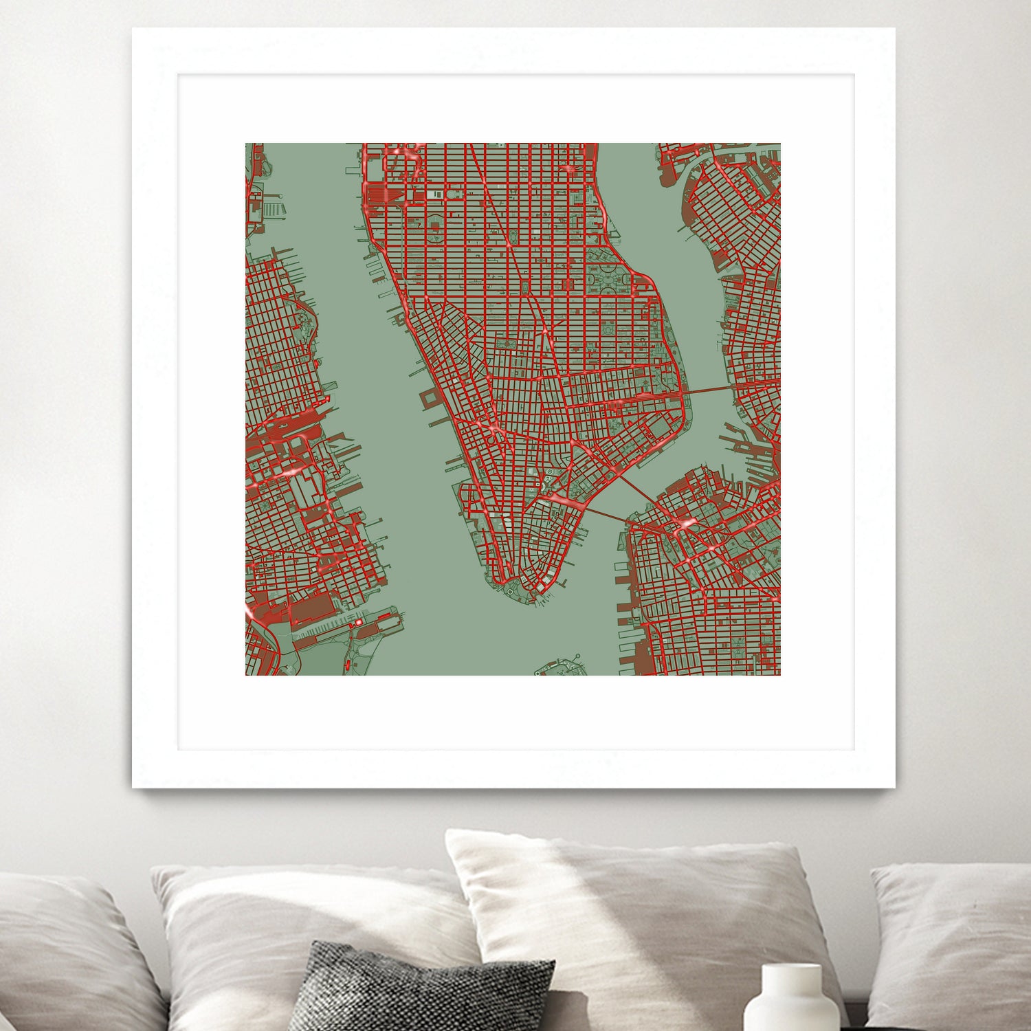 New York city map pop by Javier Ruiz on GIANT ART - green digital drawing