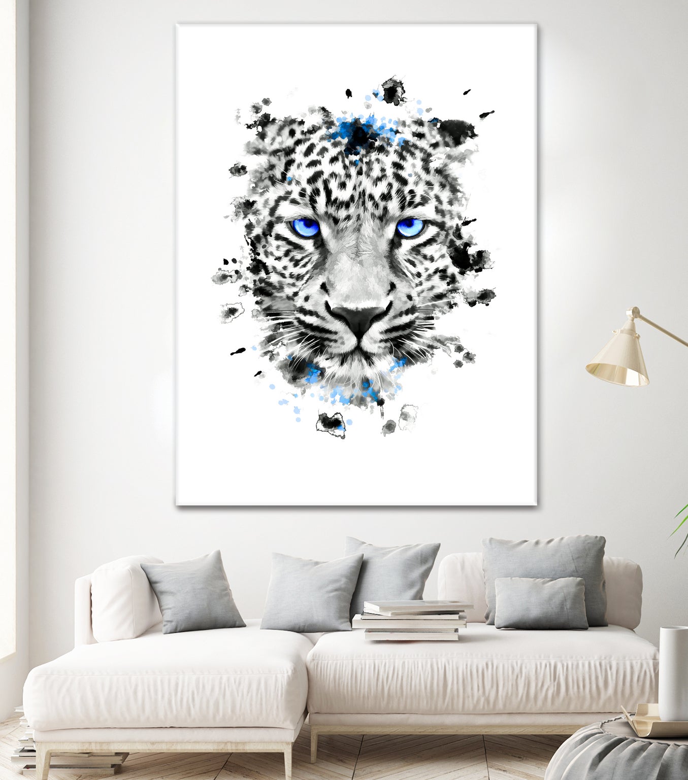 Leopard with blue eyes by Jurijs Permanickis on GIANT ART - white digital painting