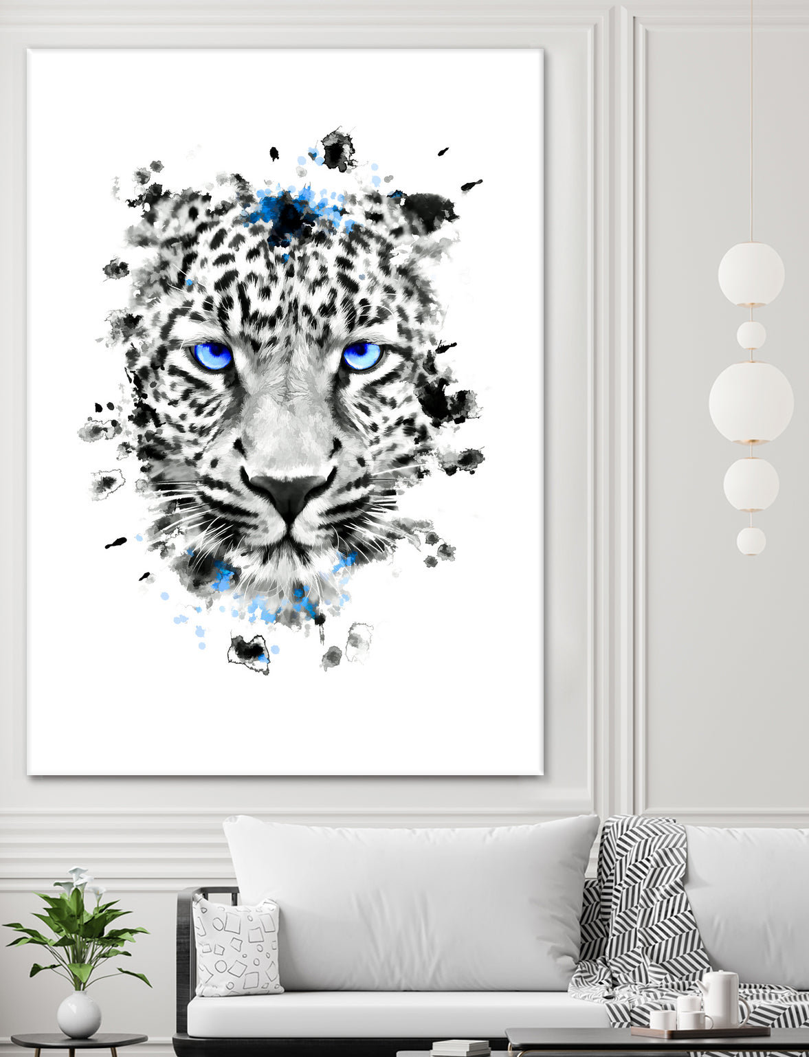 Leopard with blue eyes by Jurijs Permanickis on GIANT ART - white digital painting