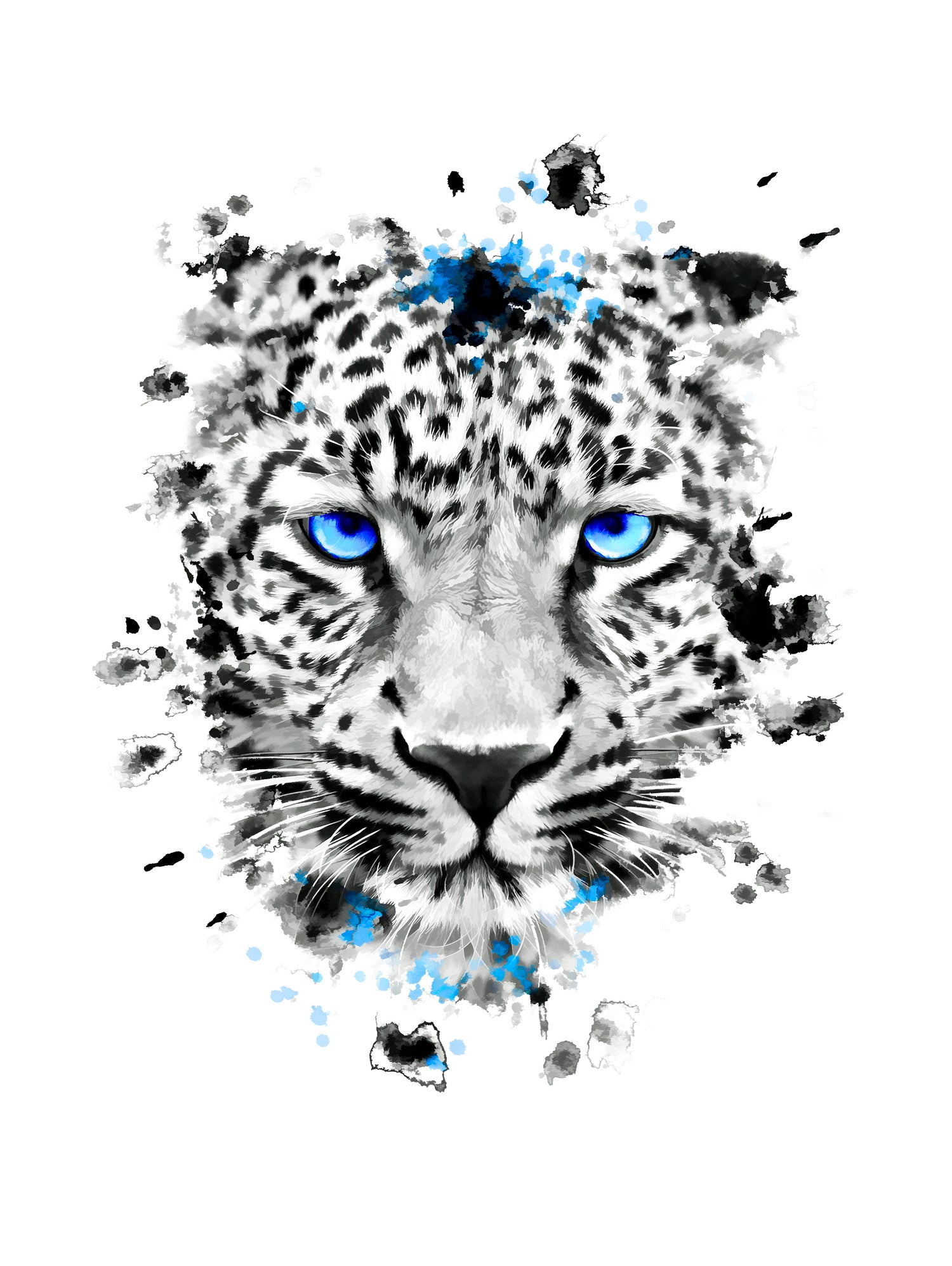 Leopard with blue eyes by Jurijs Permanickis on GIANT ART - white digital painting