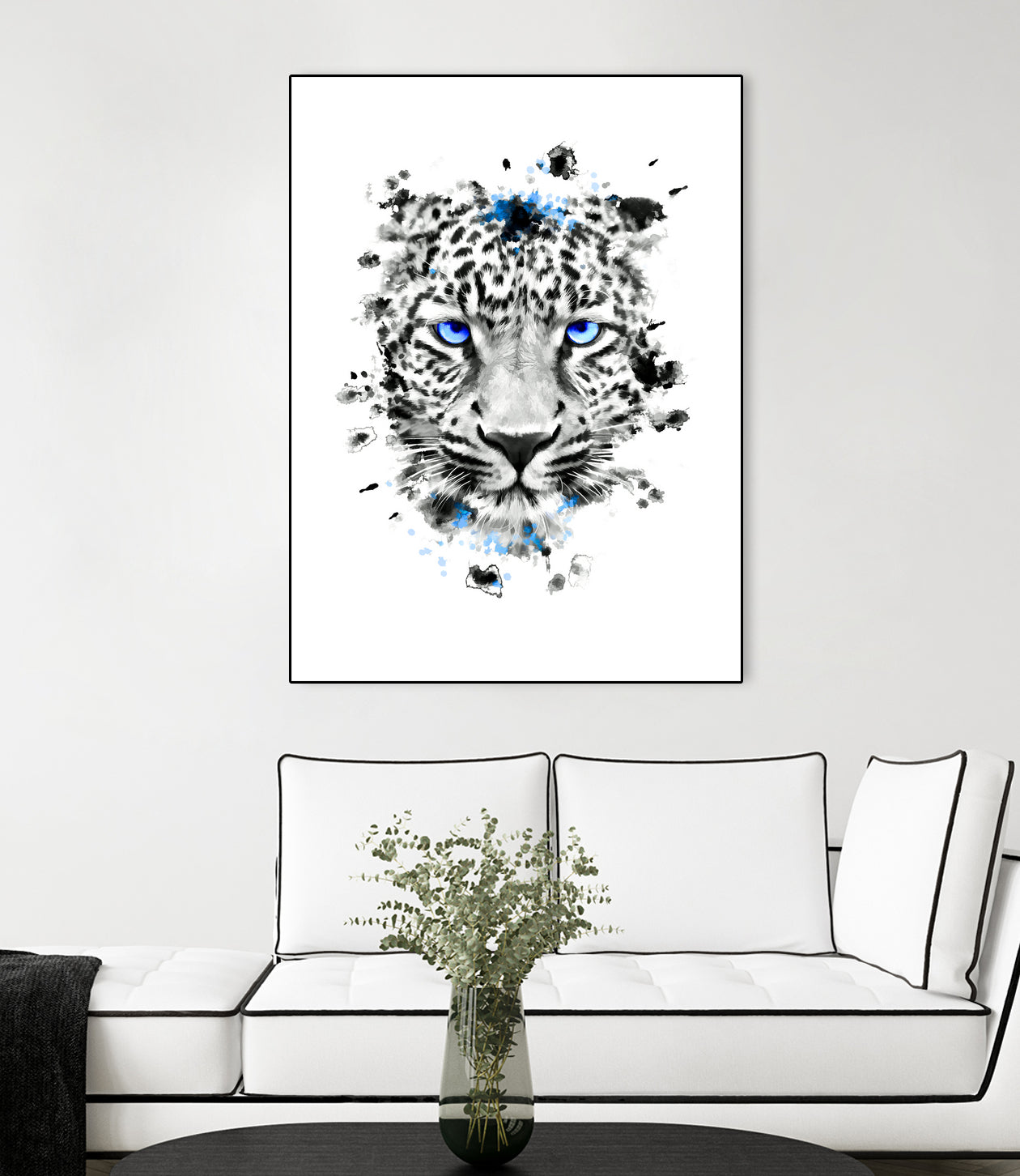 Leopard with blue eyes by Jurijs Permanickis on GIANT ART - white digital painting