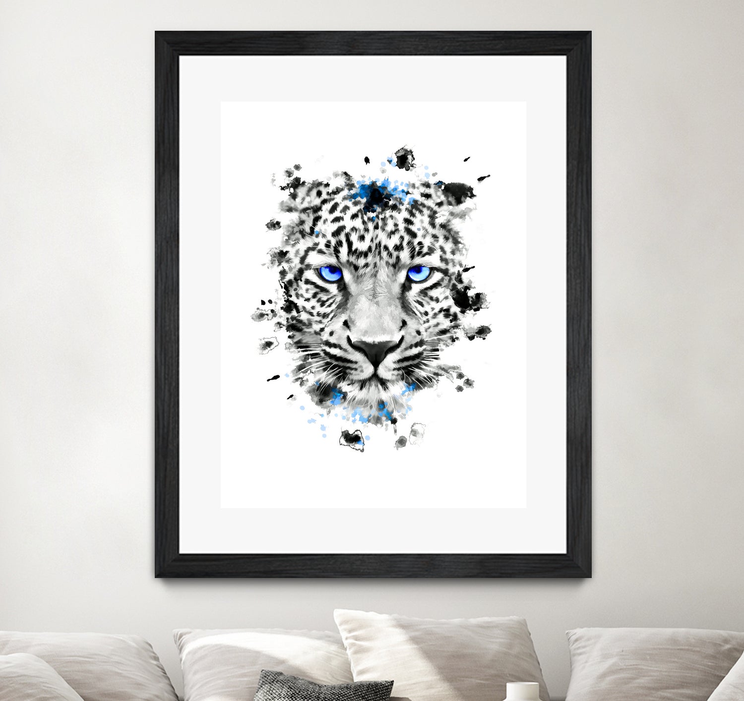 Leopard with blue eyes by Jurijs Permanickis on GIANT ART - white digital painting