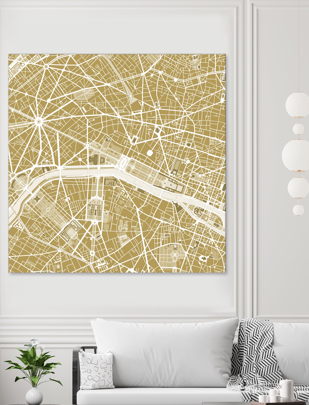 Paris city map gold by Javier Ruiz on GIANT ART - brown digital drawing