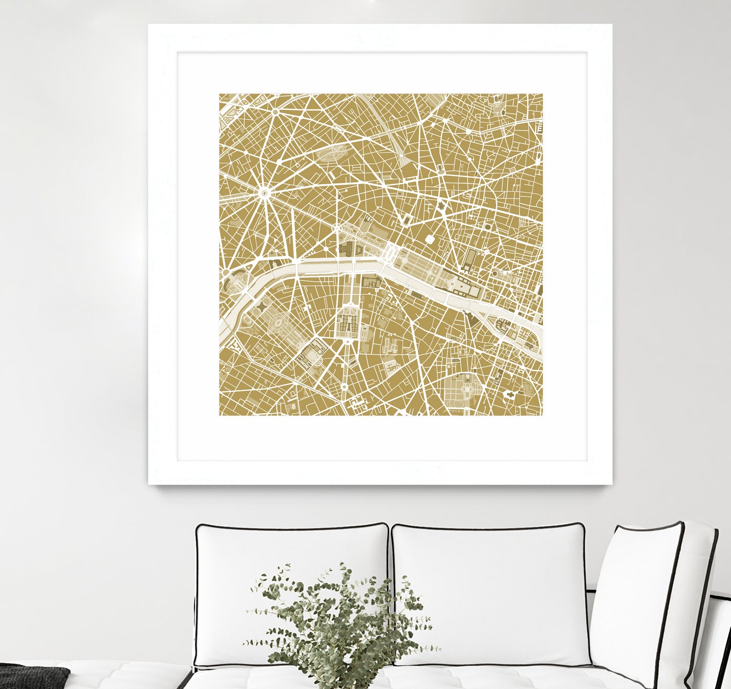 Paris city map gold by Javier Ruiz on GIANT ART - brown digital drawing