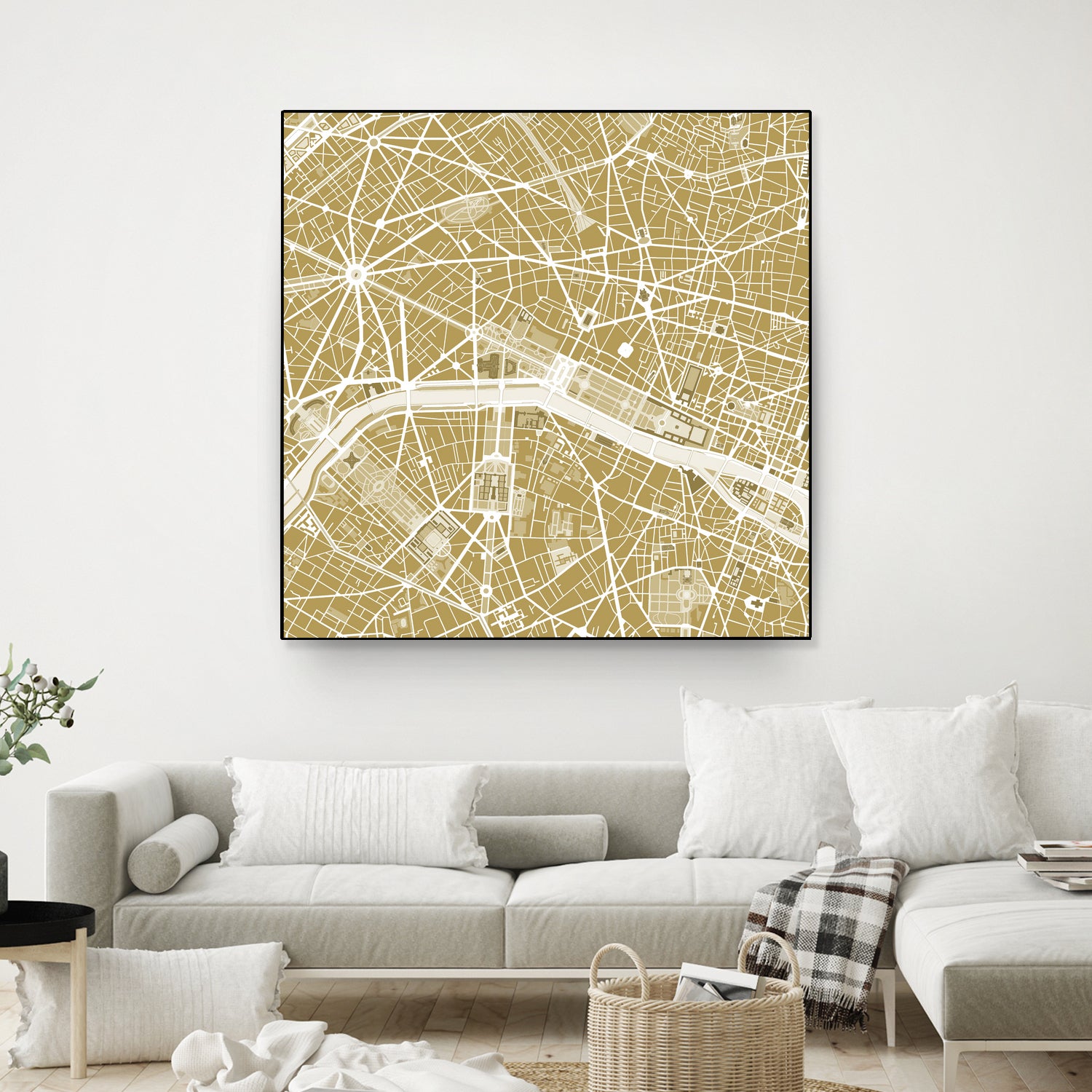 Paris city map gold by Javier Ruiz on GIANT ART - brown digital drawing