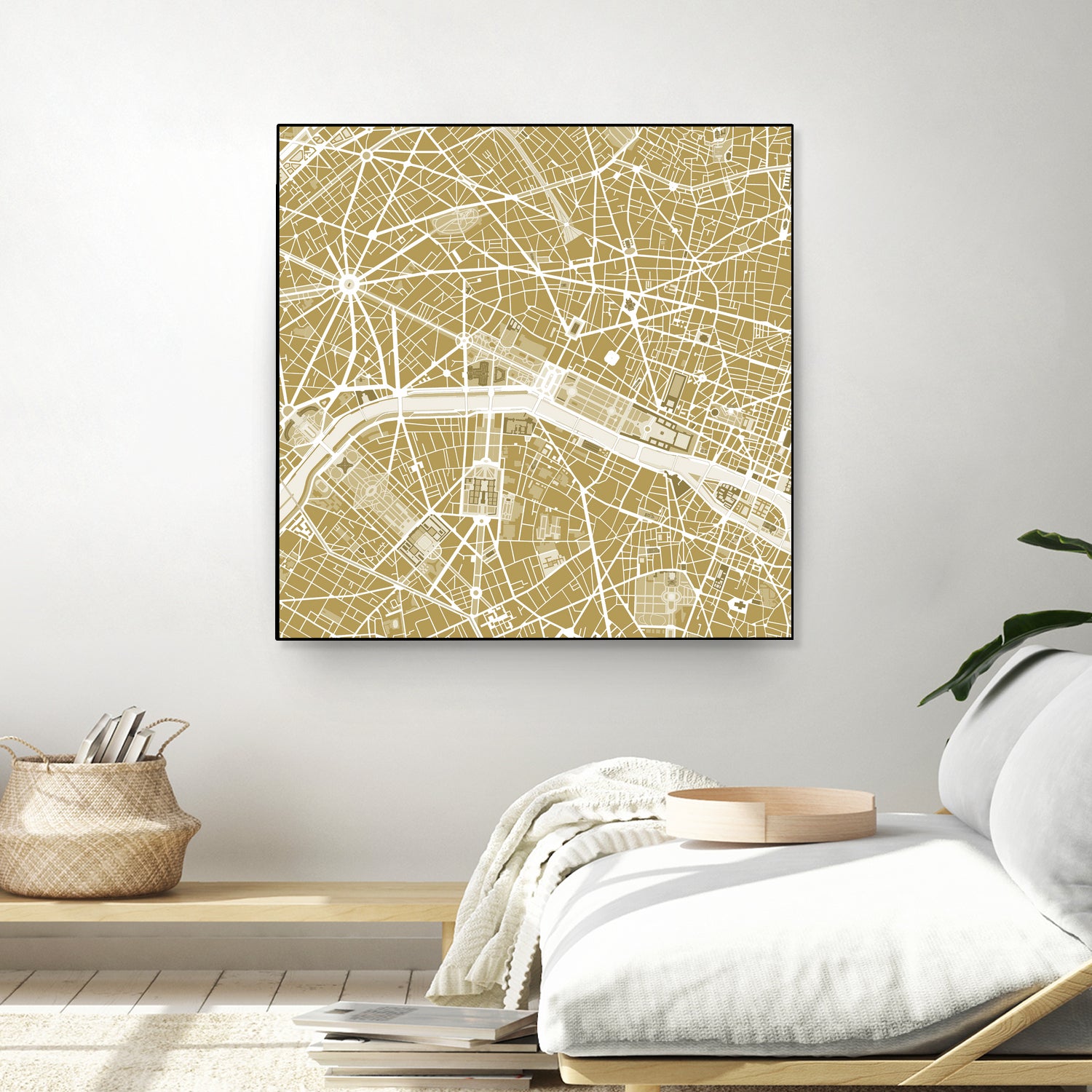 Paris city map gold by Javier Ruiz on GIANT ART - brown digital drawing