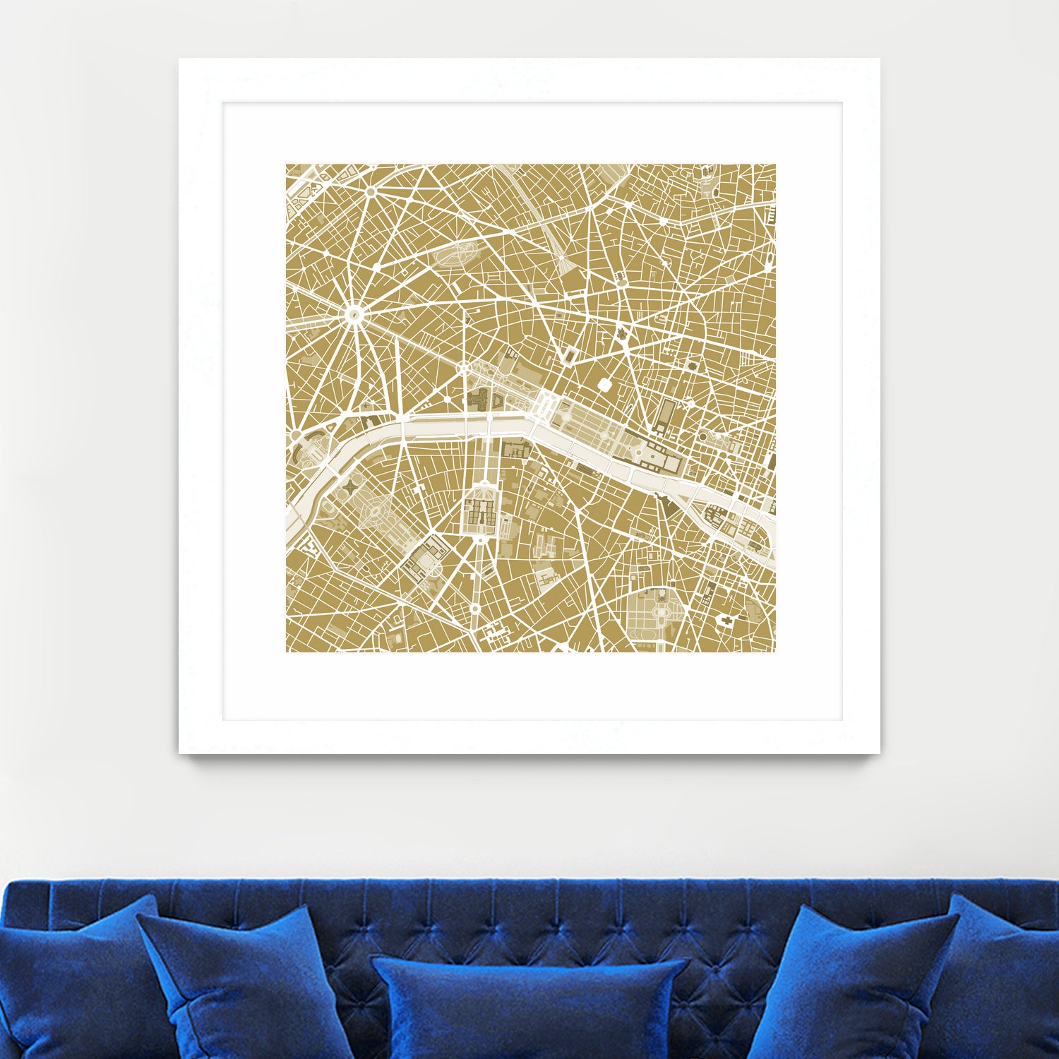 Paris city map gold by Javier Ruiz on GIANT ART - brown digital drawing