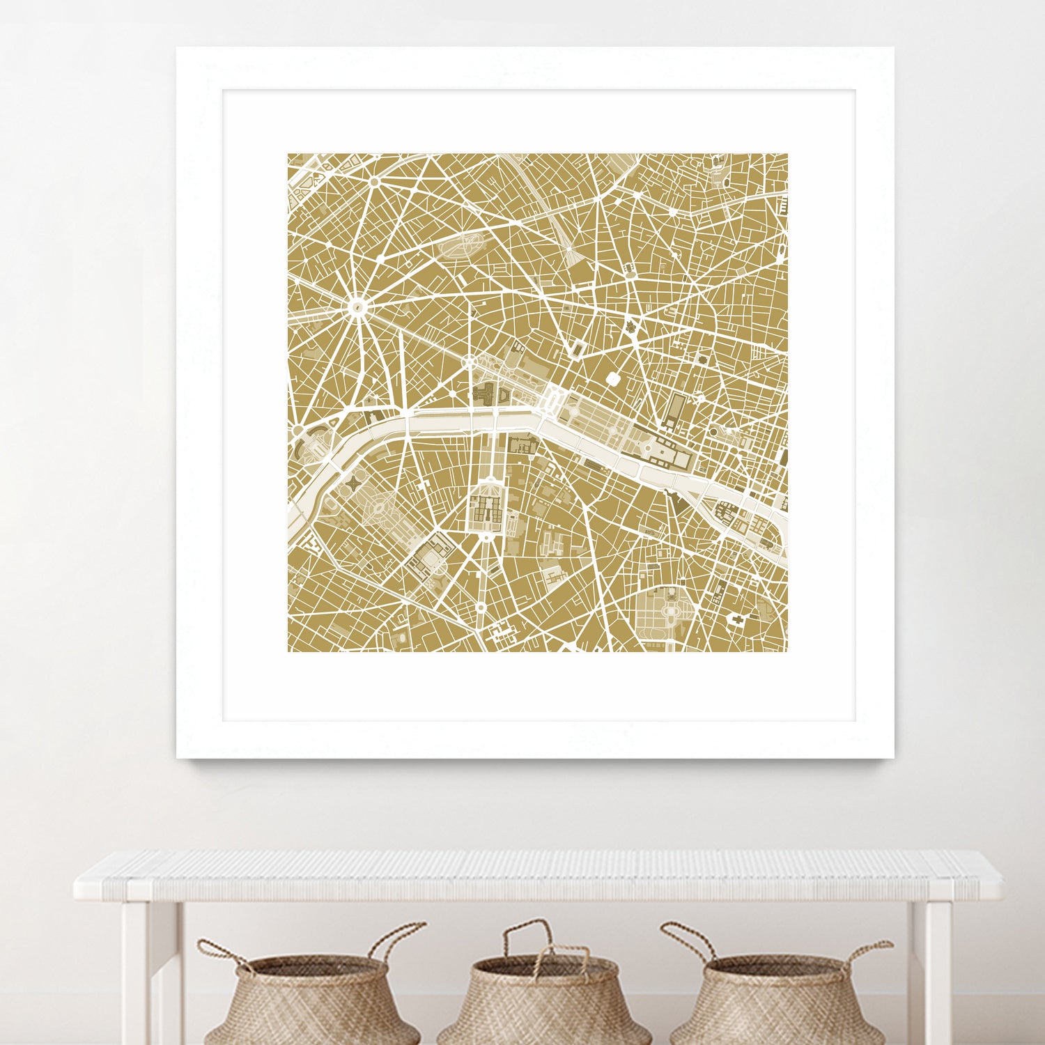 Paris city map gold by Javier Ruiz on GIANT ART - brown digital drawing