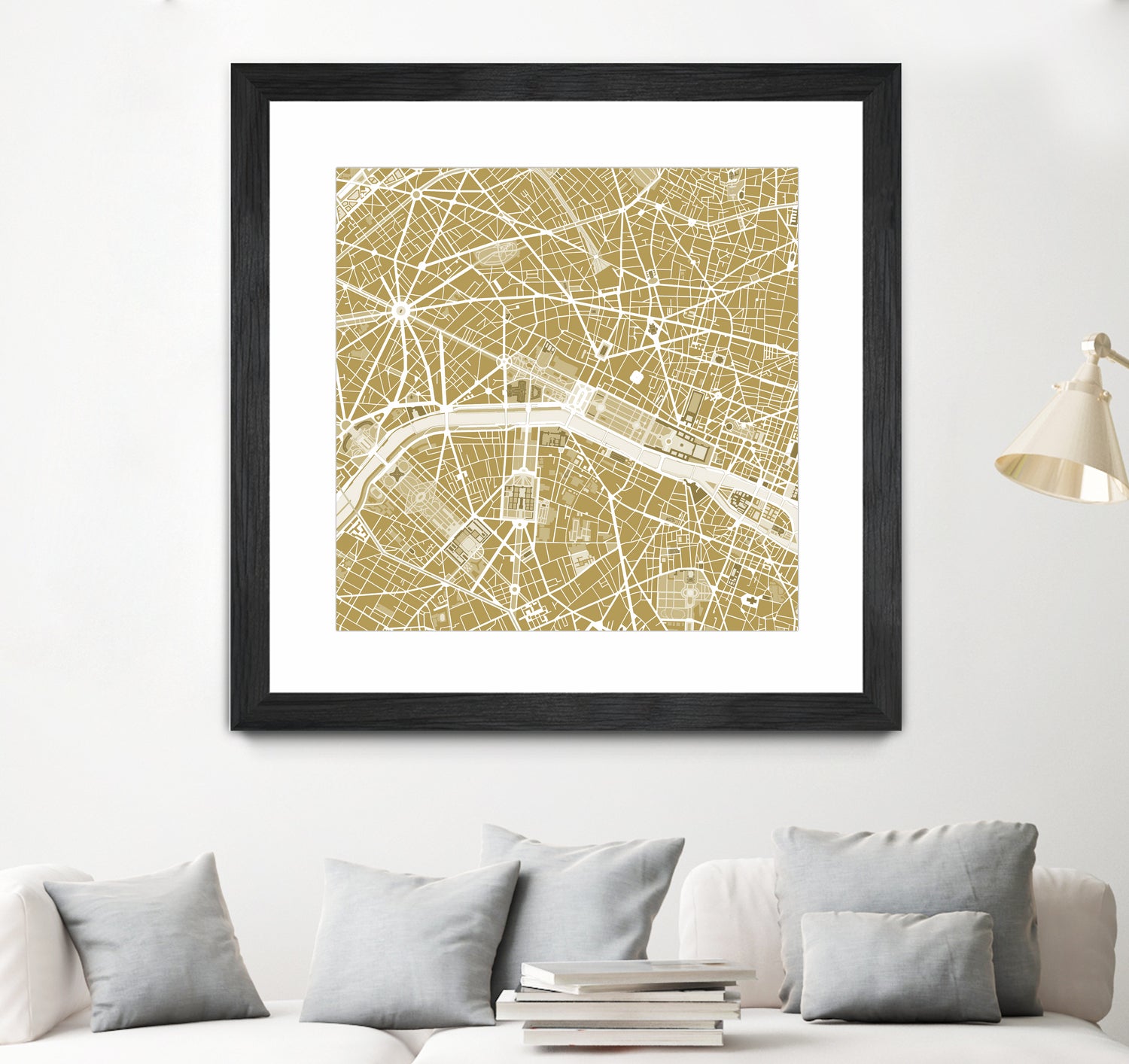 Paris city map gold by Javier Ruiz on GIANT ART - brown digital drawing