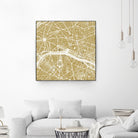 Paris city map gold by Javier Ruiz on GIANT ART - brown digital drawing