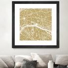 Paris city map gold by Javier Ruiz on GIANT ART - brown digital drawing