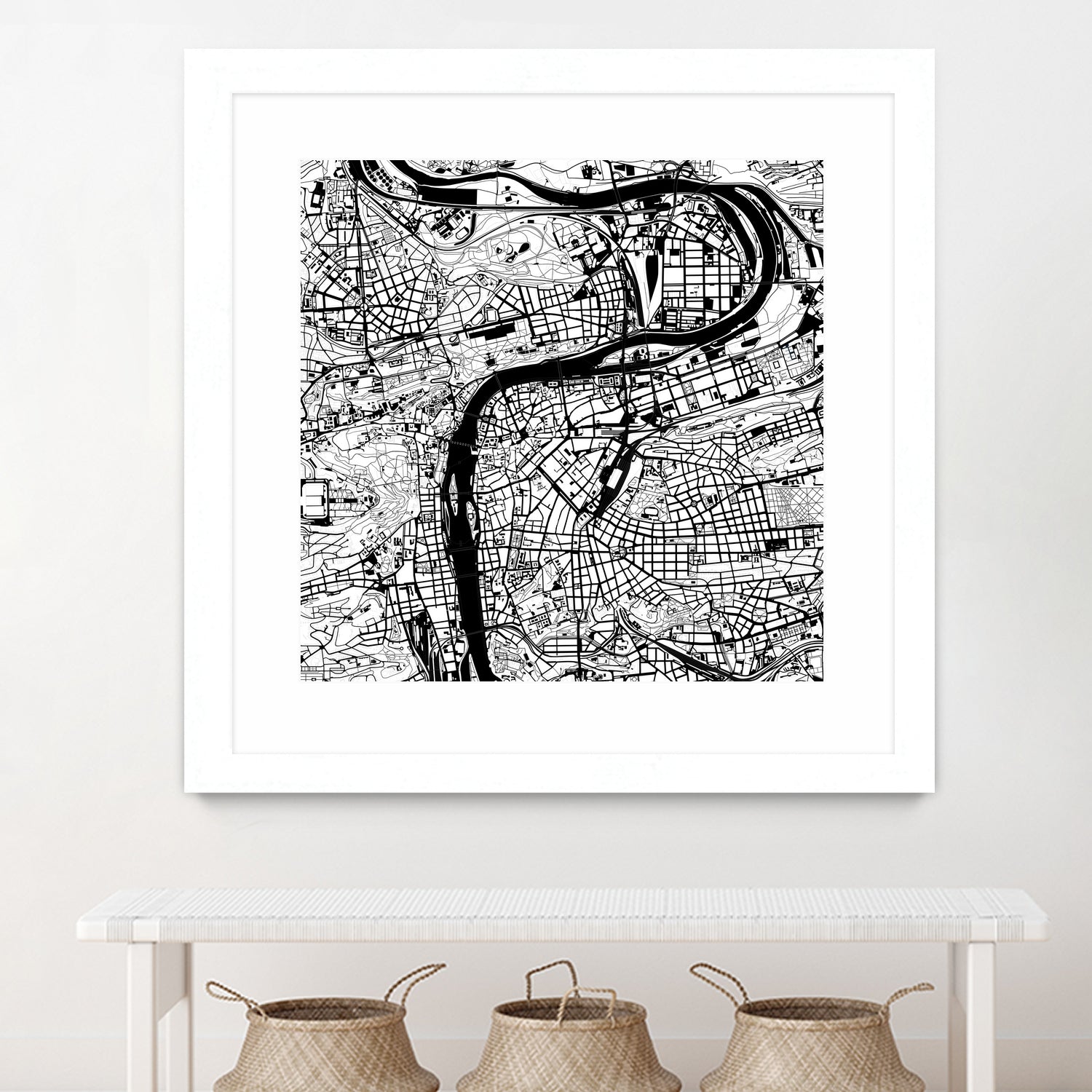 Prague map white by Javier Ruiz on GIANT ART - white digital drawing