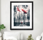 Red birds in winter by GEN Z by Rigaud Mickaël on GIANT ART - gray photo illustration