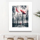 Red birds in winter by GEN Z by Rigaud Mickaël on GIANT ART - gray photo illustration