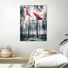 Red birds in winter by GEN Z by Rigaud Mickaël on GIANT ART - gray photo illustration