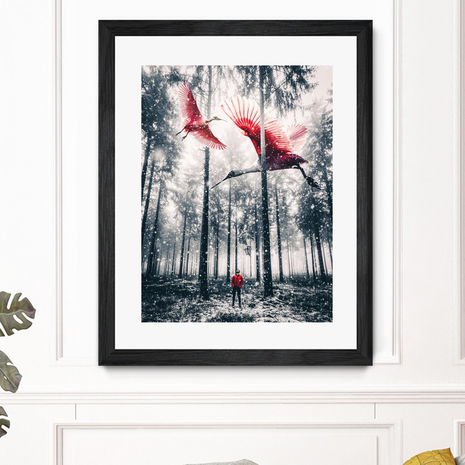 Red birds in winter by GEN Z by Rigaud Mickaël on GIANT ART - gray photo illustration