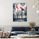 Red birds in winter by GEN Z by Rigaud Mickaël on GIANT ART - gray photo illustration