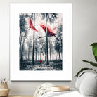 Red birds in winter by GEN Z by Rigaud Mickaël on GIANT ART - gray photo illustration