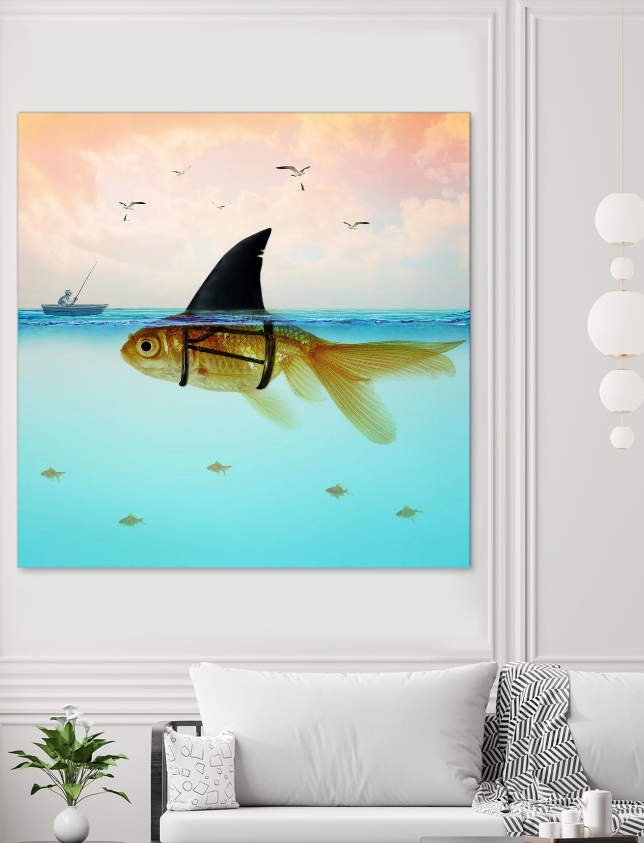 Goldfish with a Shark Fin by Vin Zzep on GIANT ART - white digital painting