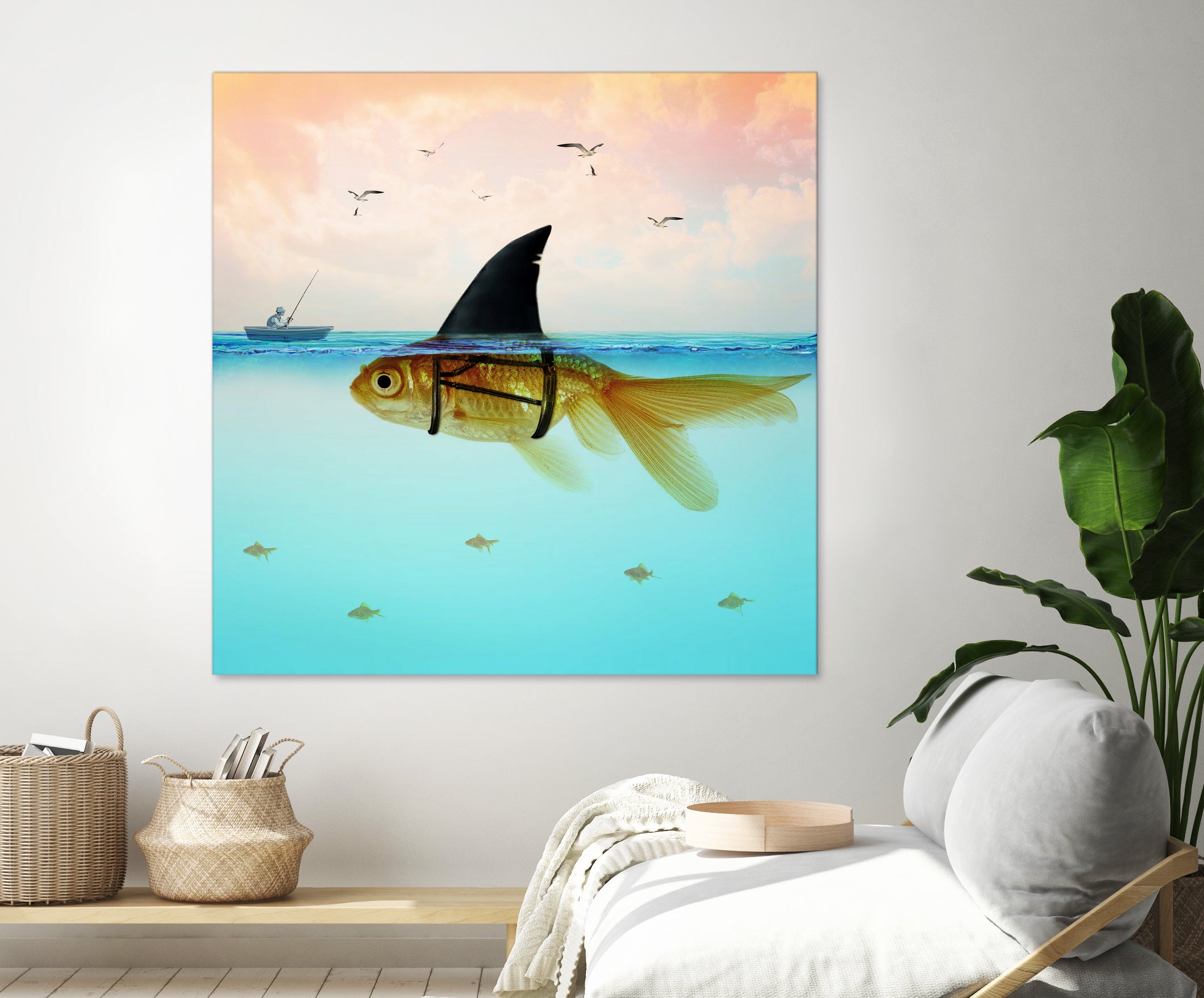 Goldfish with a Shark Fin by Vin Zzep on GIANT ART - white digital painting