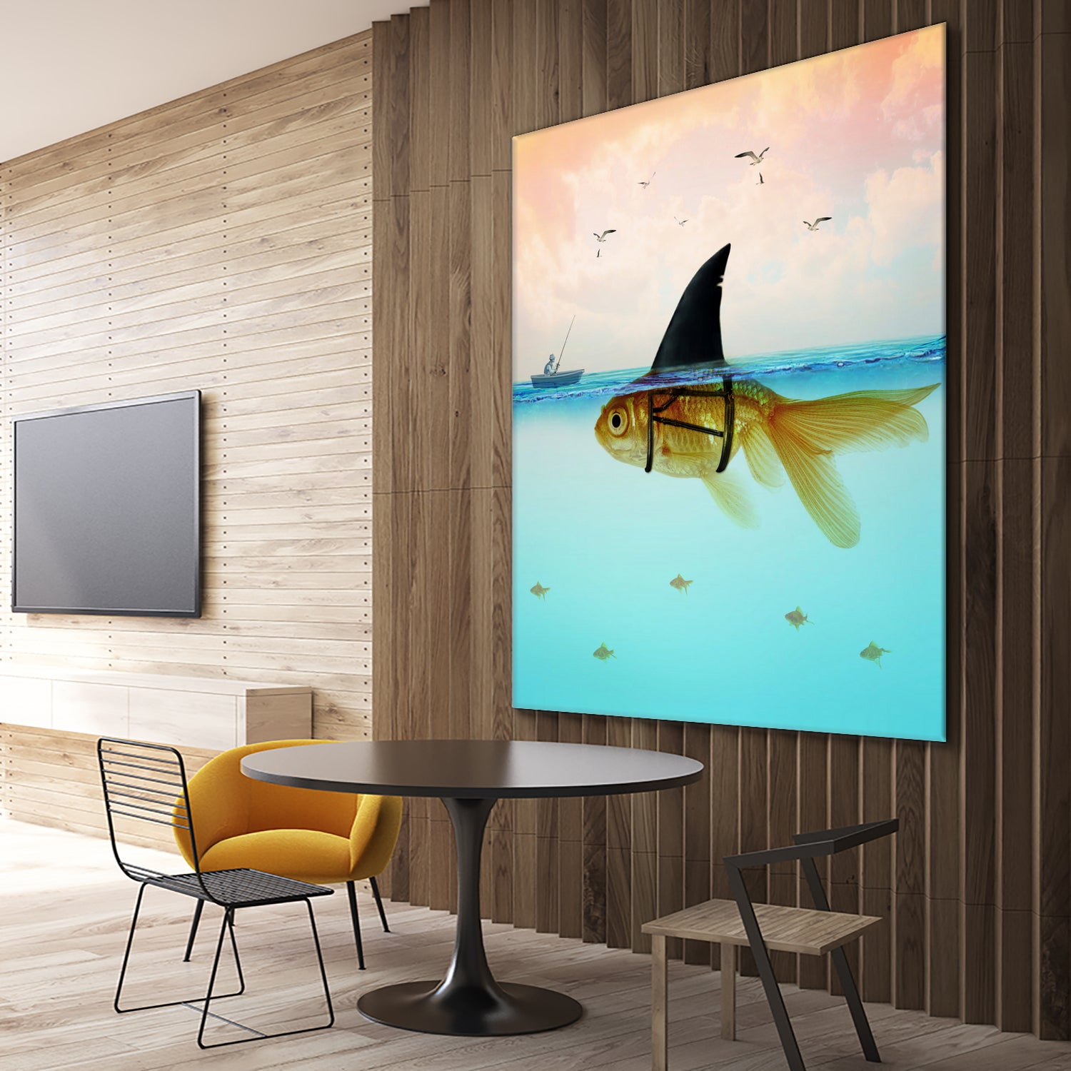 Goldfish with a Shark Fin by Vin Zzep on GIANT ART - white digital painting