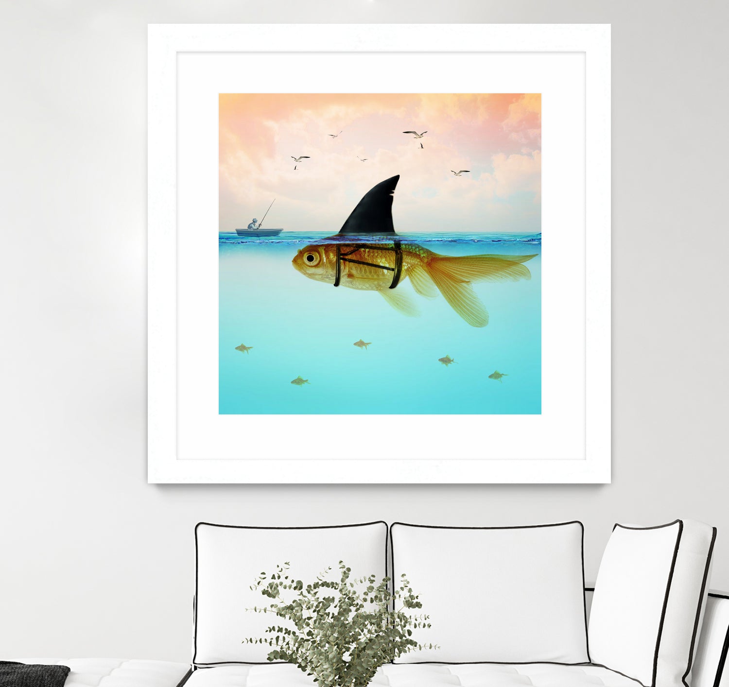 Goldfish with a Shark Fin by Vin Zzep on GIANT ART - white digital painting