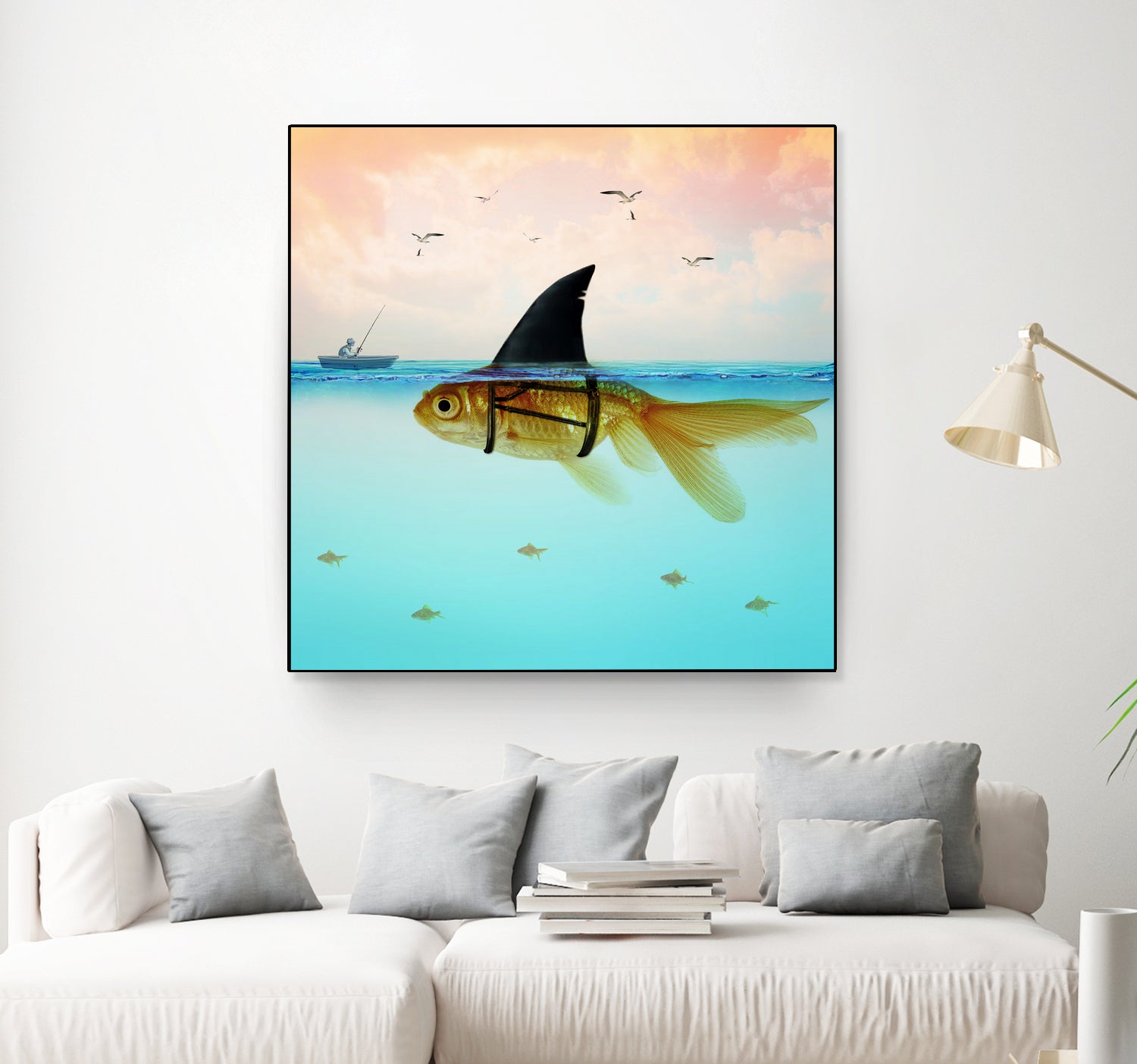 Goldfish with a Shark Fin by Vin Zzep on GIANT ART - white digital painting