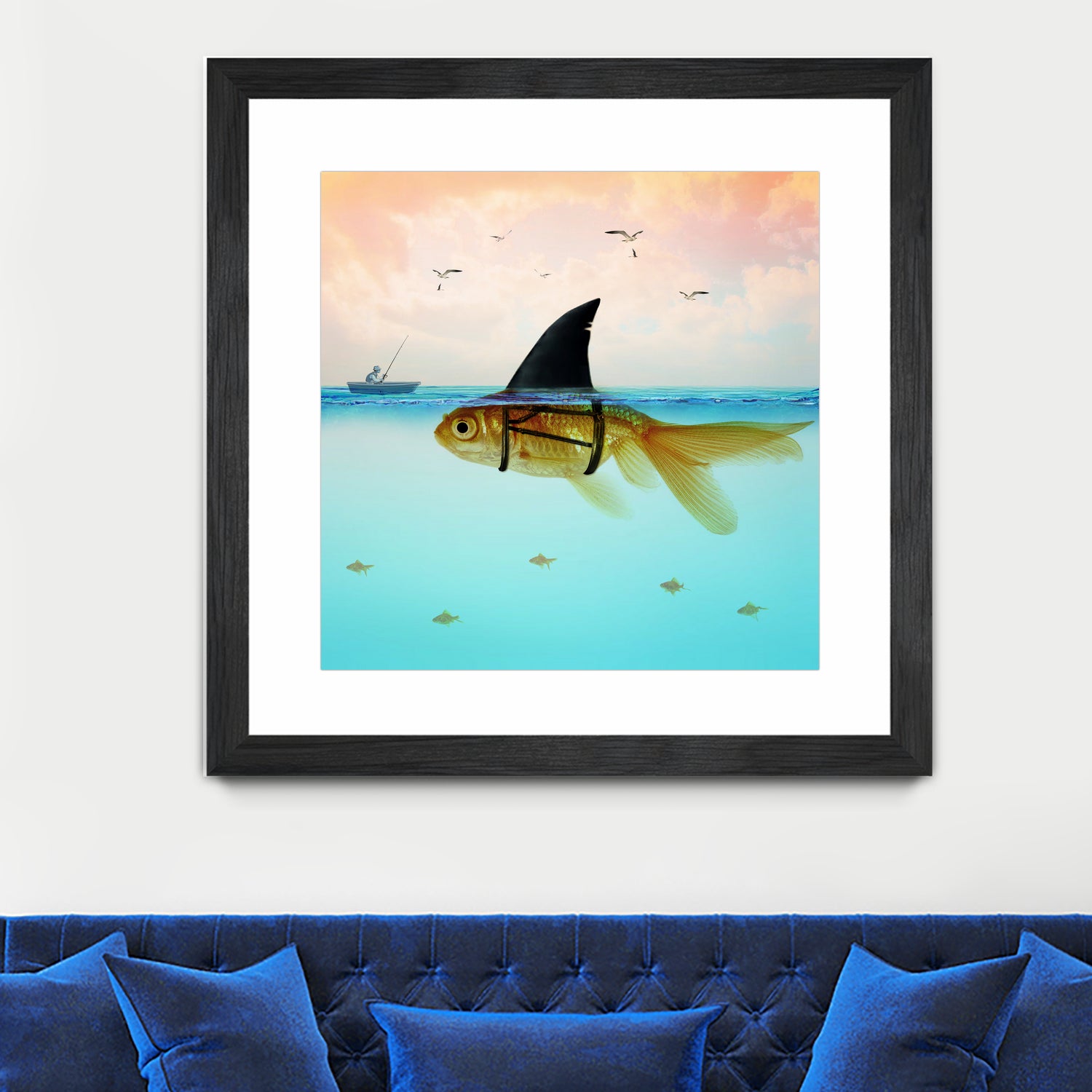 Goldfish with a Shark Fin by Vin Zzep on GIANT ART - white digital painting