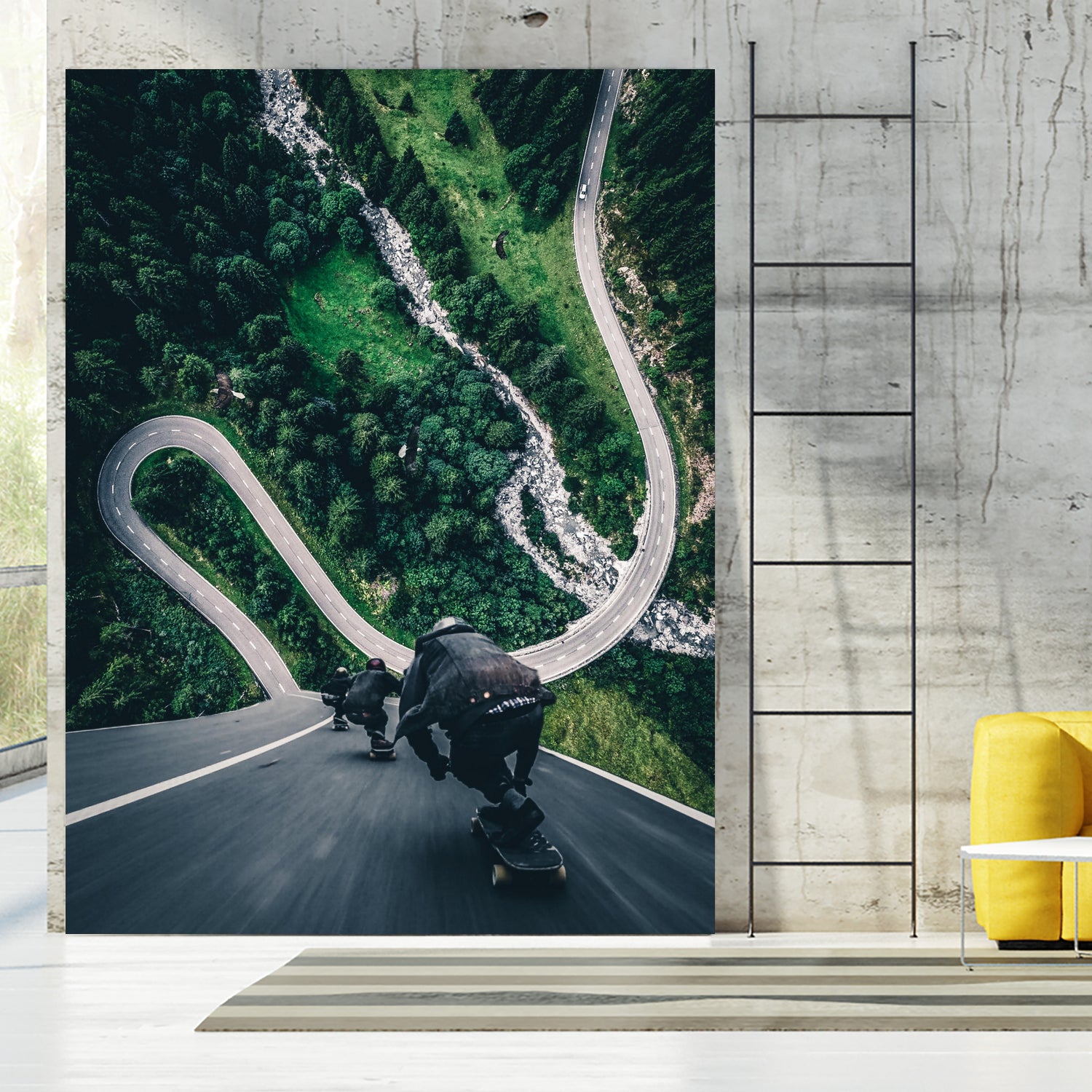 Crazy downhill skateboarders by GEN Z by Rigaud Mickaël on GIANT ART - green photo illustration