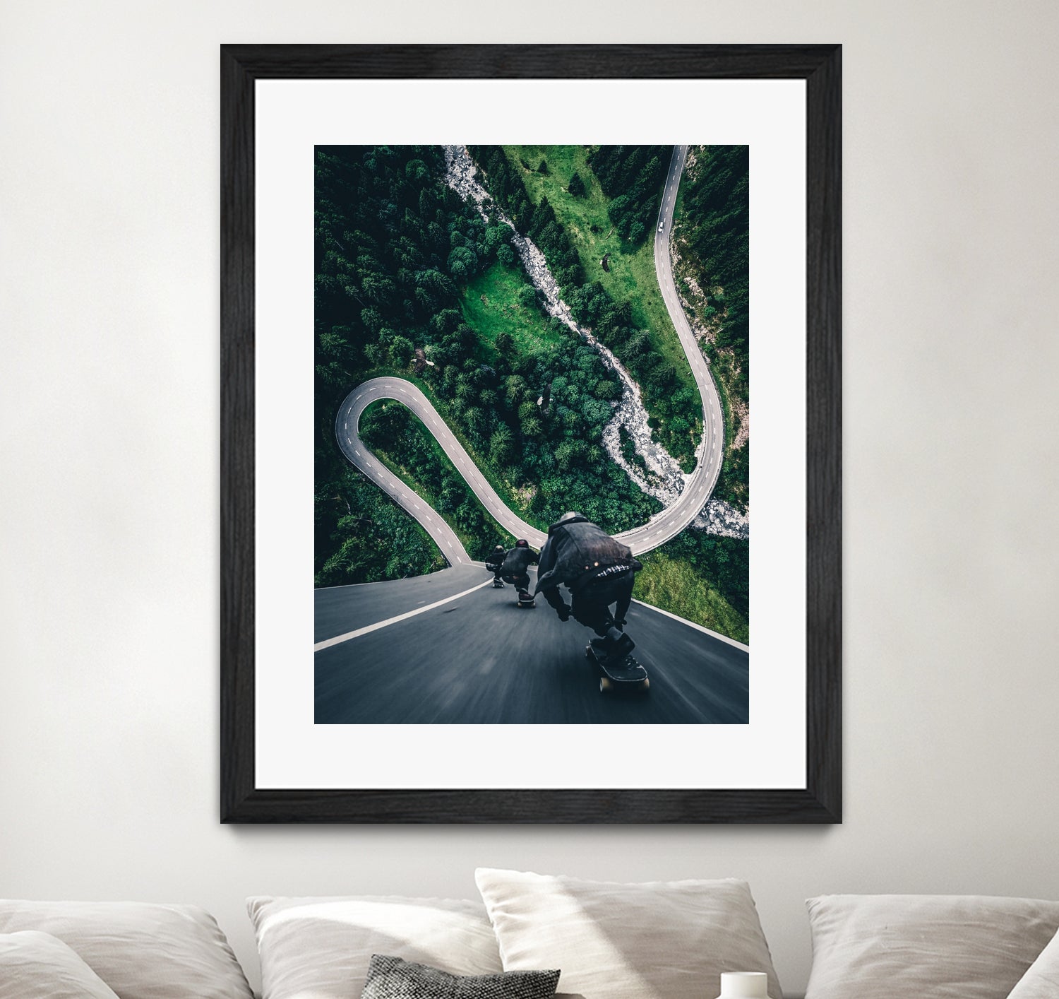 Crazy downhill skateboarders by GEN Z by Rigaud Mickaël on GIANT ART - green photo illustration